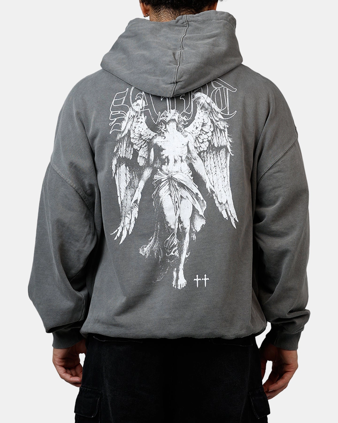 Saint Morta Lucian Premium Hoodie Washed Charcoal Double Stitched Seams