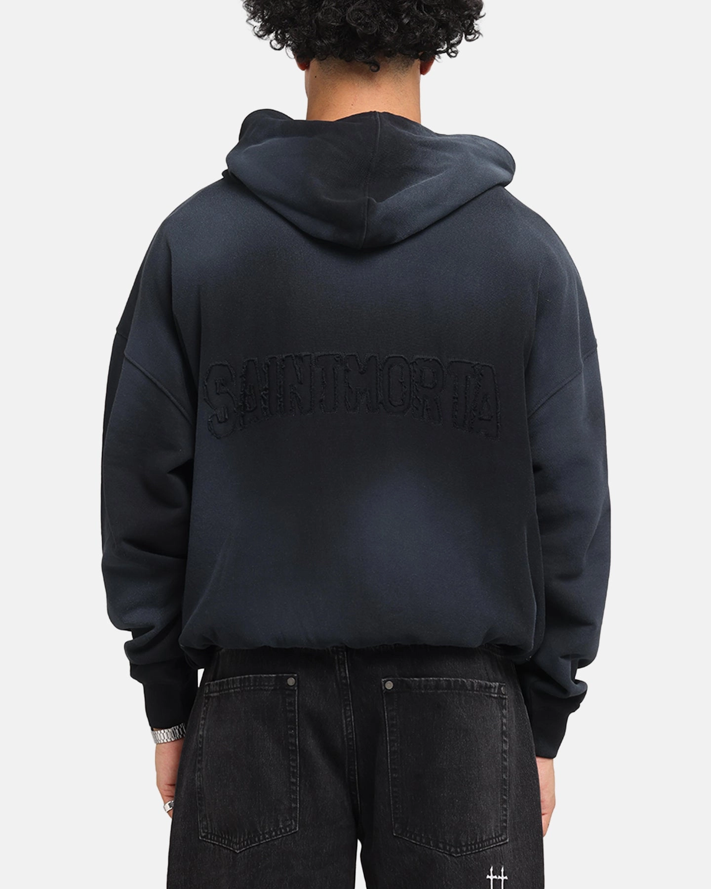 Saint Morta Manticore Boxy Hoodie Sunfade Black Gym Wear Warm Garment