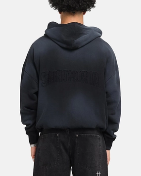 Saint Morta Manticore Boxy Hoodie Sunfade Black Gym Wear Warm Garment