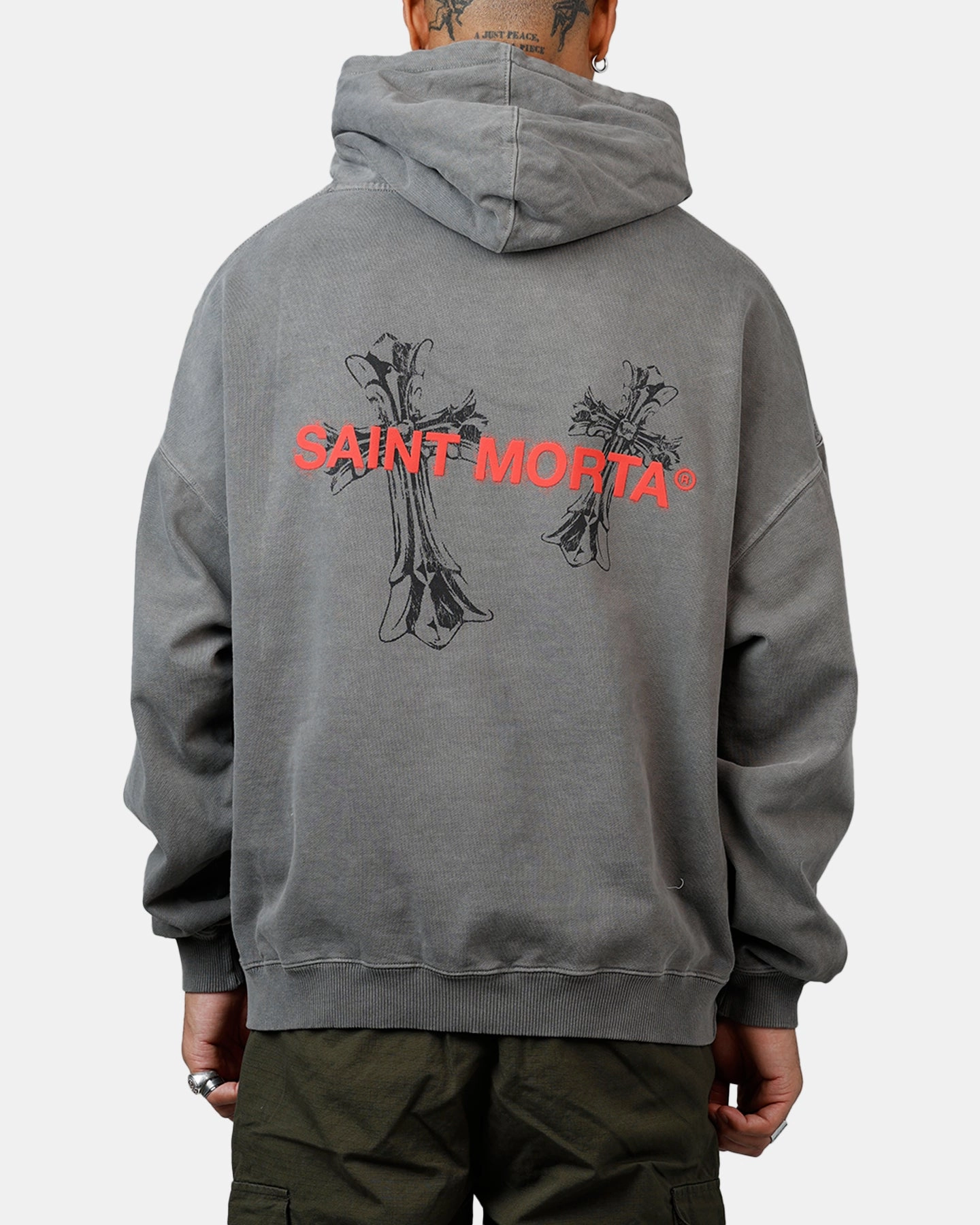 Soft Functional Outerwear Saint Morta Memoriam Boxy Hoodie Washed Charcoal