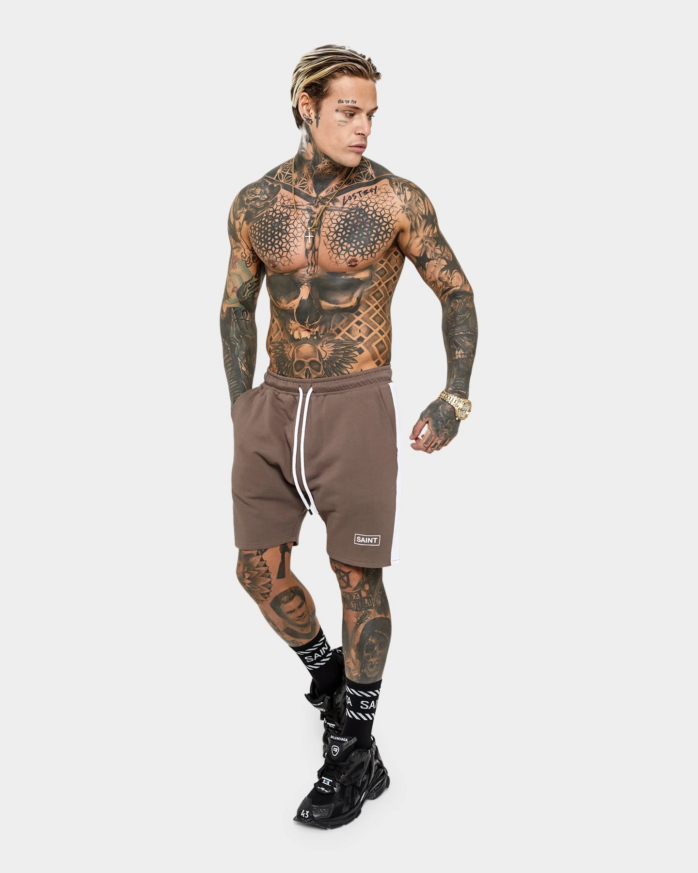 sports industry water sports use Saint Morta Minimal Sport Sweat Shorts Brown