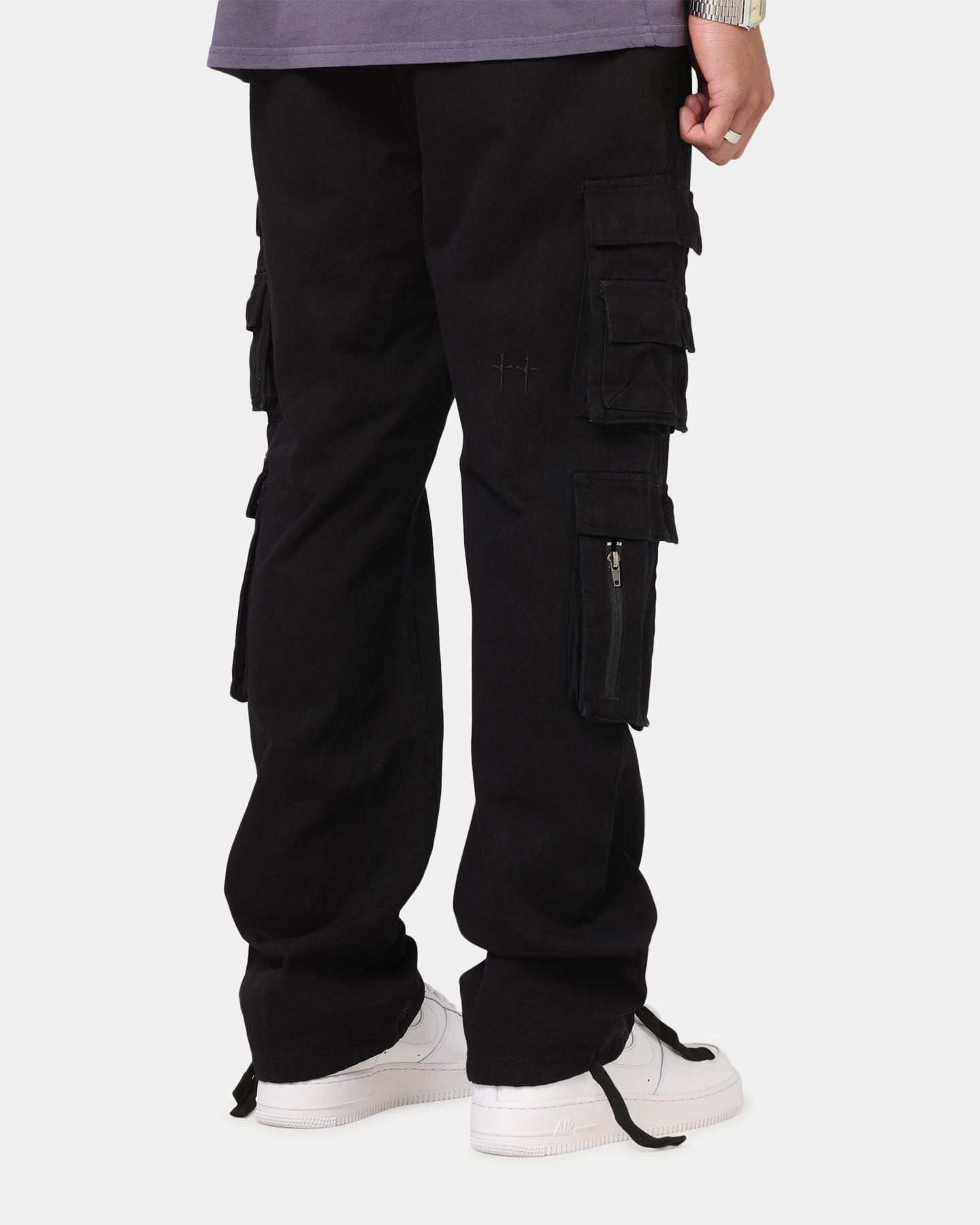 Saint Morta Modern Utility Cargo Pants Washed Black SeamlessConstruction