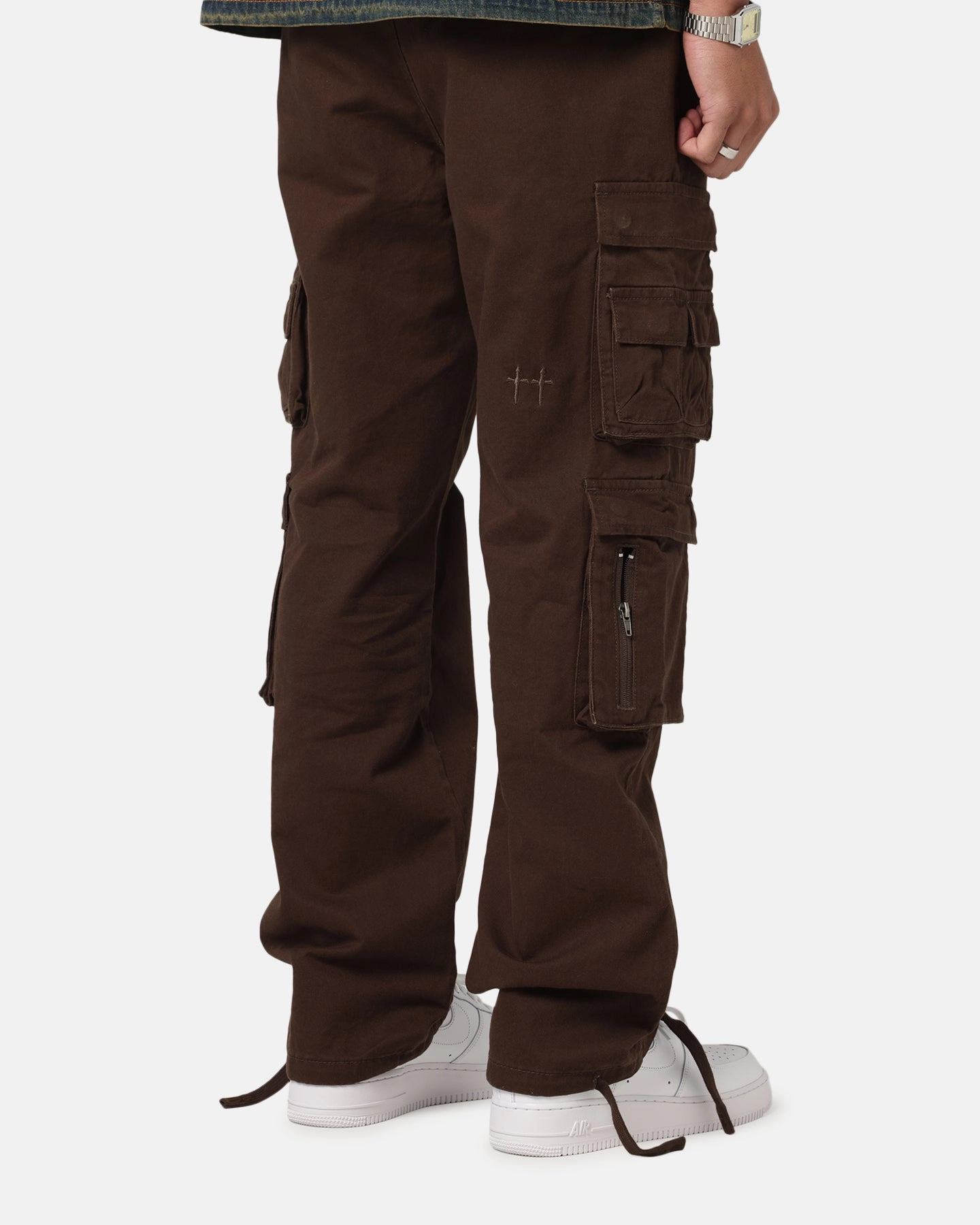 Saint Morta Modern Utility Cargo Pants Washed Brown Effortless Look smooth zipper