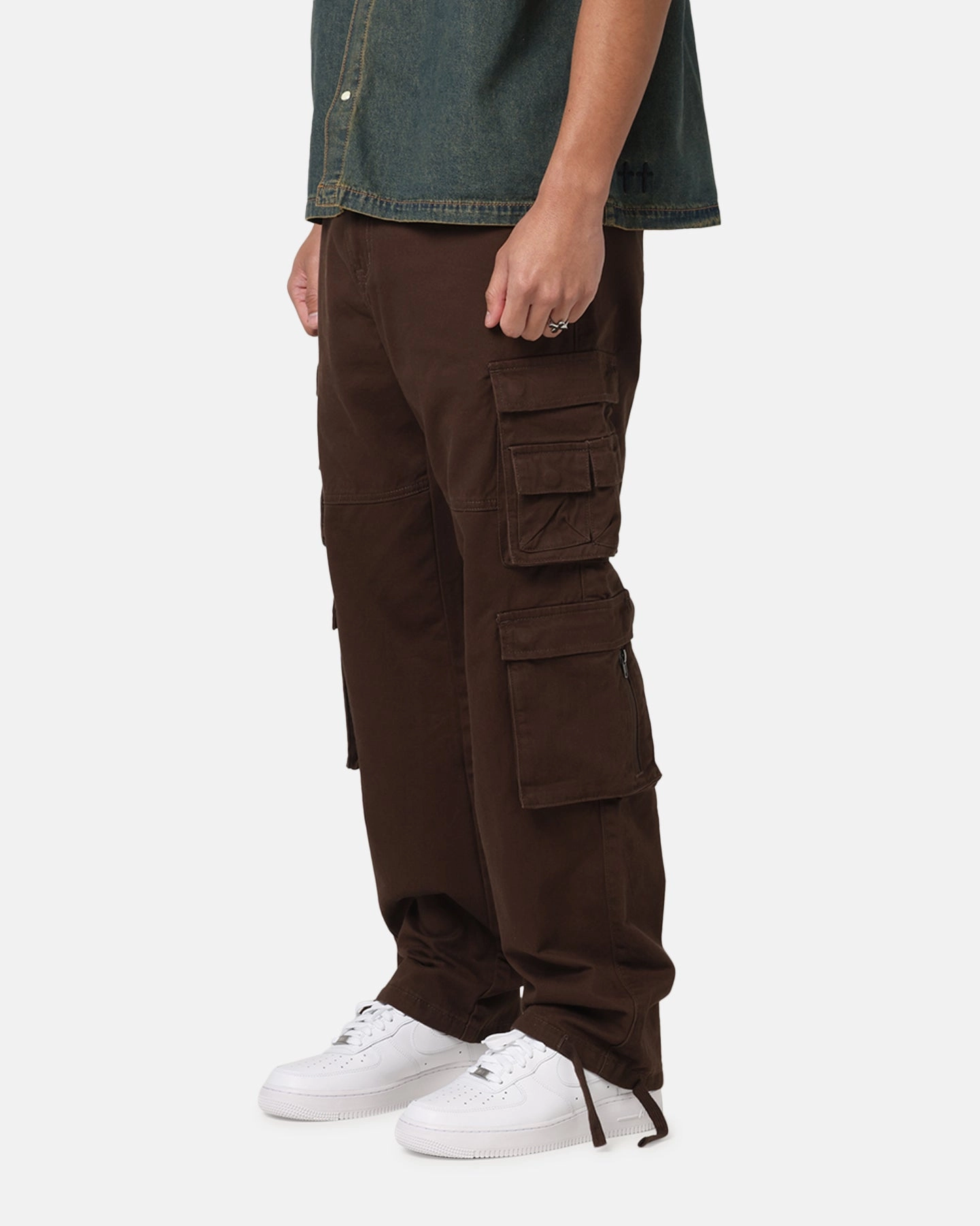 Saint Morta Modern Utility Cargo Pants Washed Brown Relaxed Look Chic Look