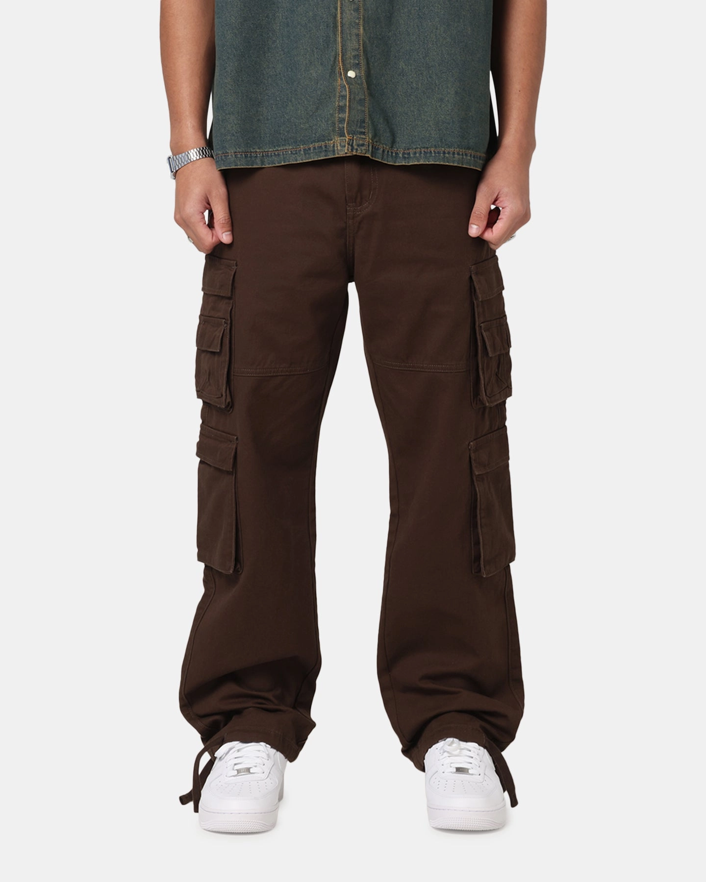 Saint Morta Modern Utility Cargo Pants Washed Brown Cozy Design