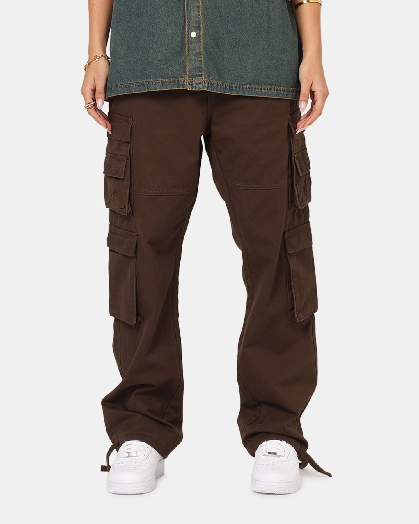 Ripped design Saint Morta Modern Utility Cargo Pants Washed Brown