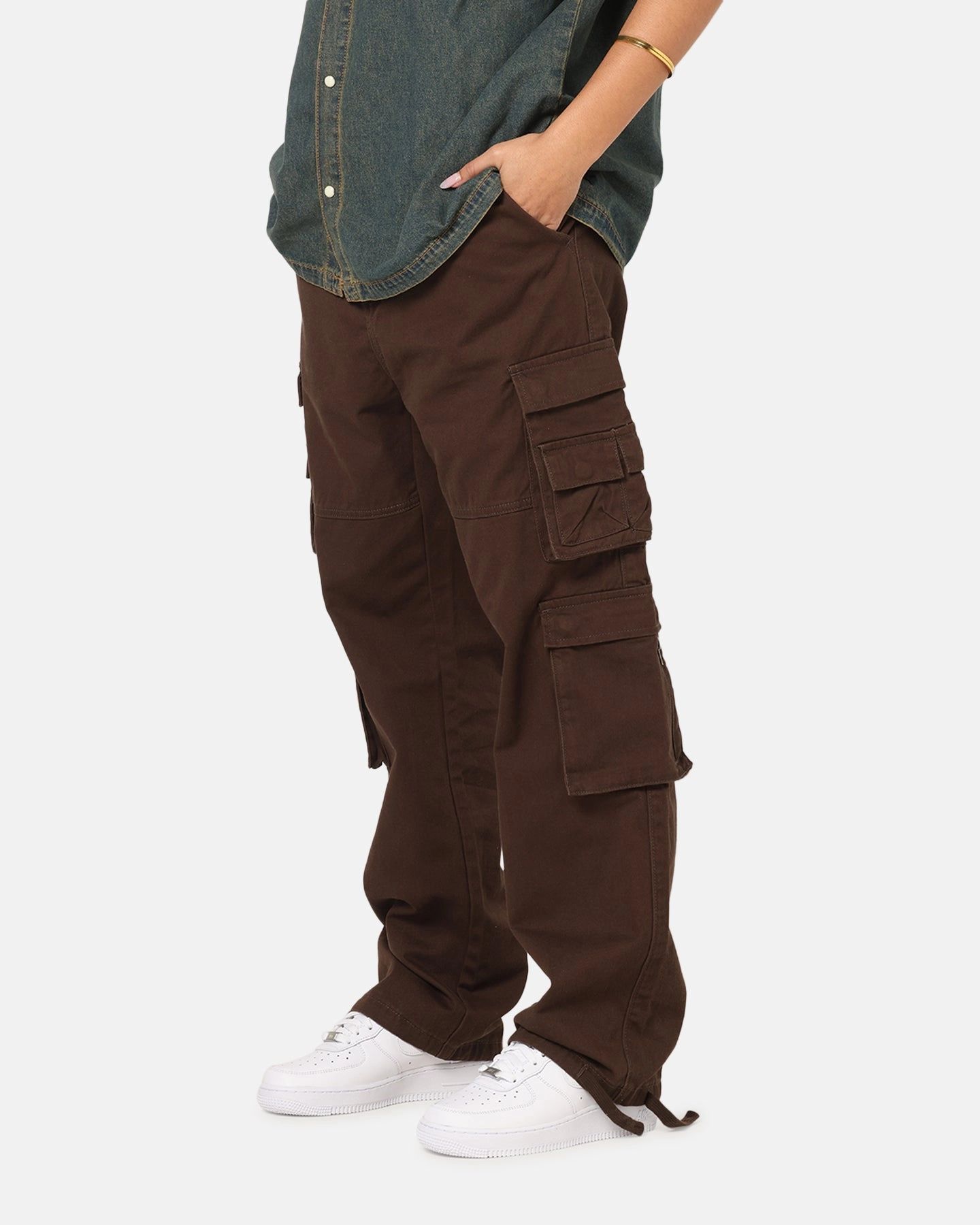 Saint Morta Modern Utility Cargo Pants Washed Brown Minimal Vibe Customizable length