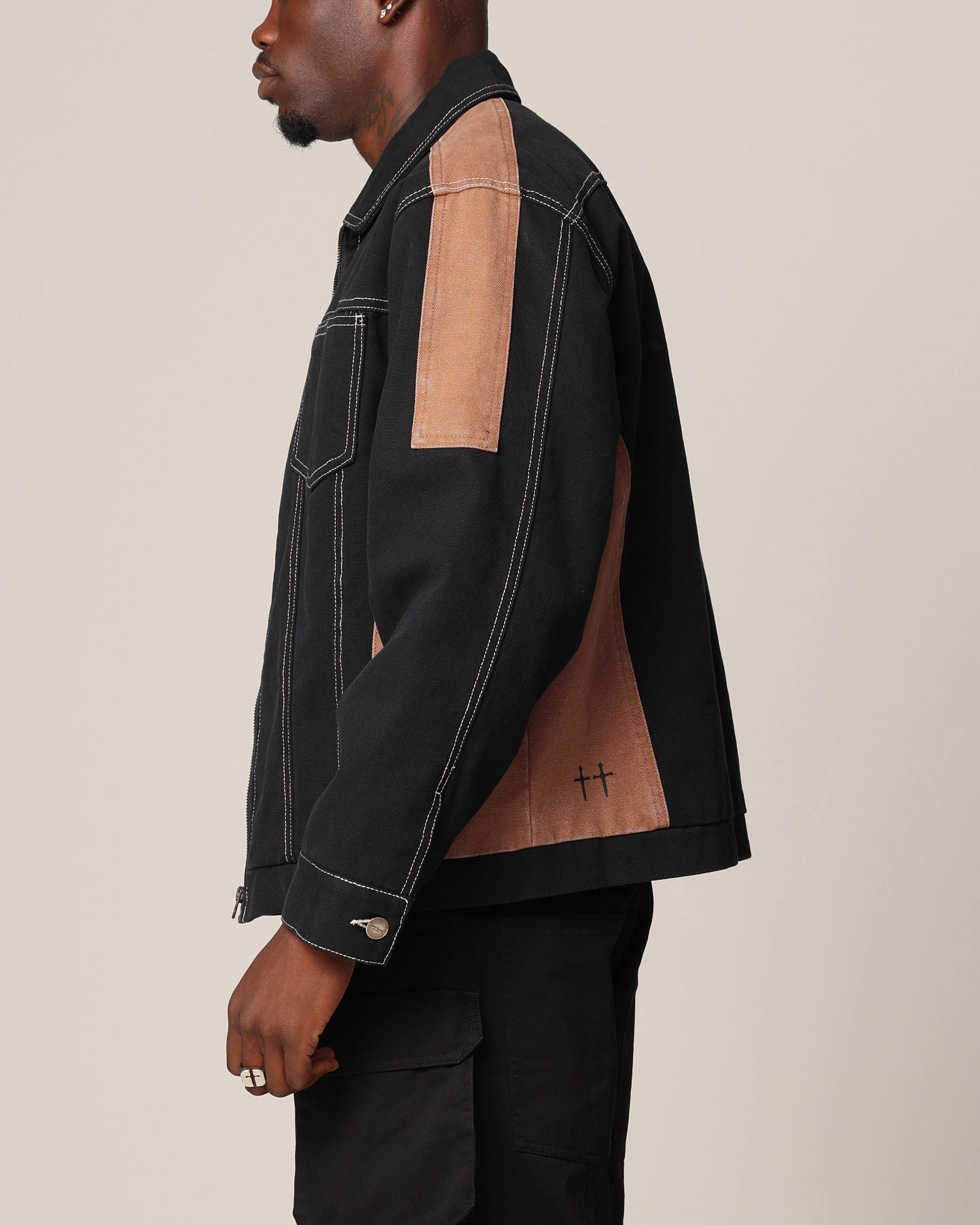 Saint Morta Outlaw Rodeo Jacket Black/Brown Quick Dry Coating Embroidered