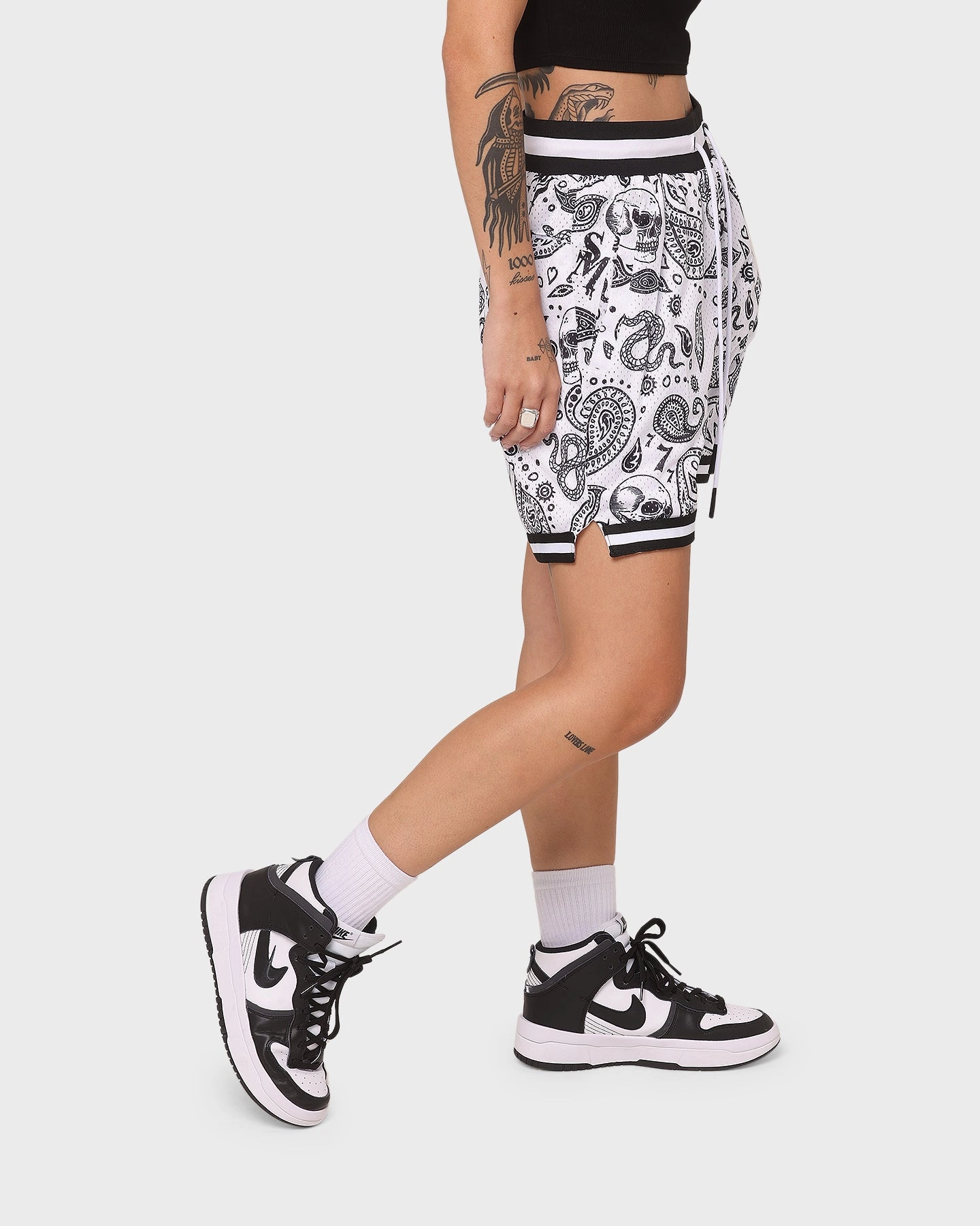 Saint Morta Paisley Olympus Ball Shorts White/Black Light Reflective Trim