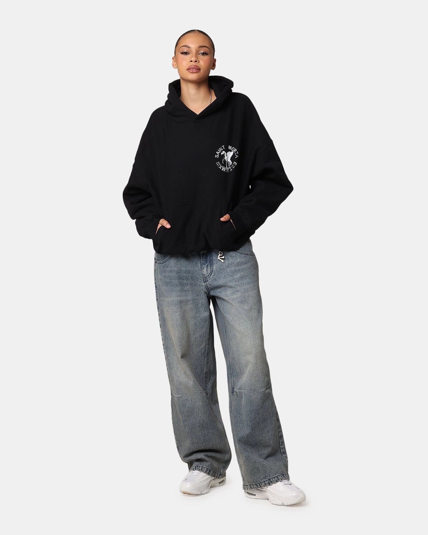 Adjustable Hem Saint Morta Pegasus Premium Hoodie Black