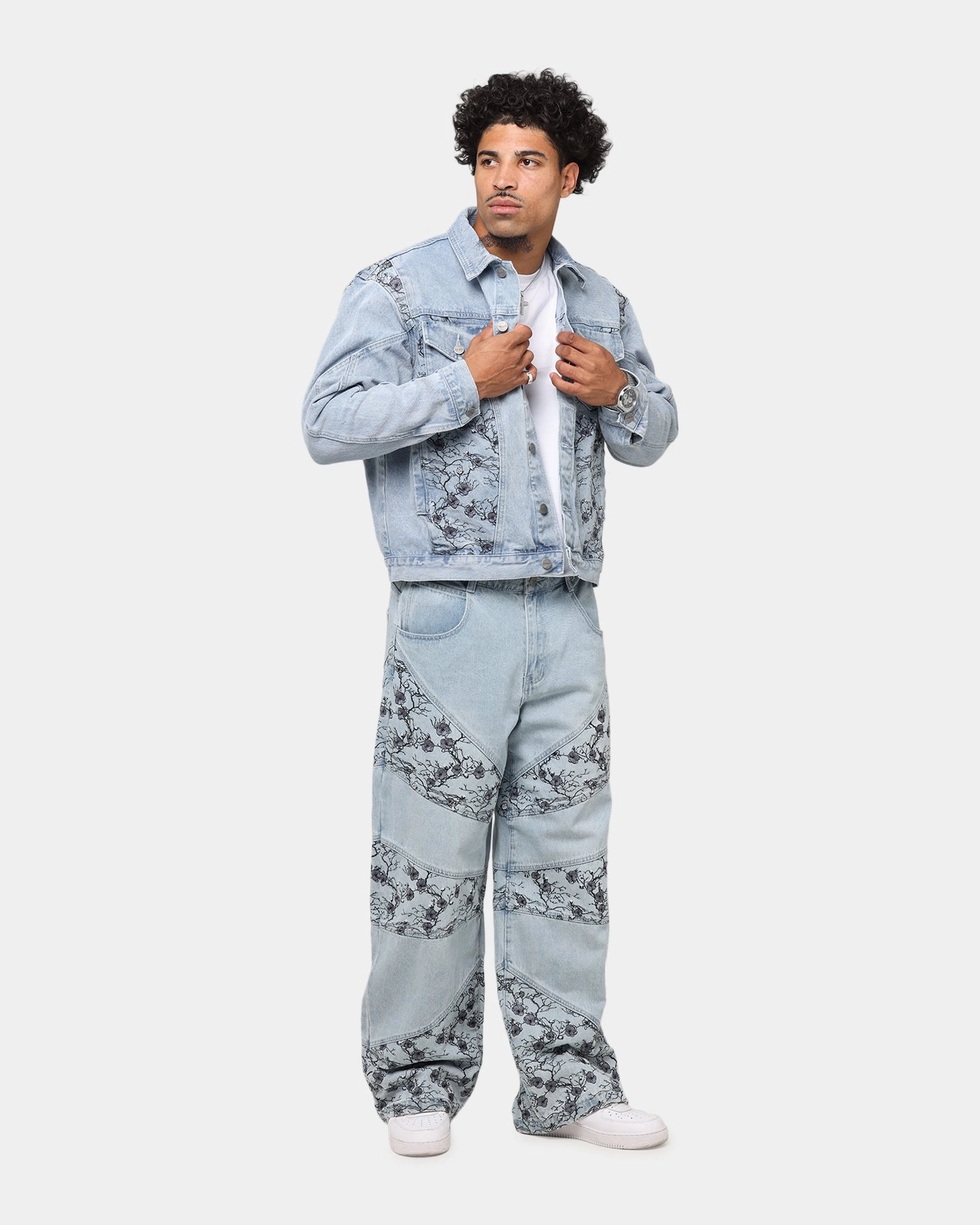 WindproofConstruction Saint Morta Poison Ivy Panel Denim Jacket Mid Blue