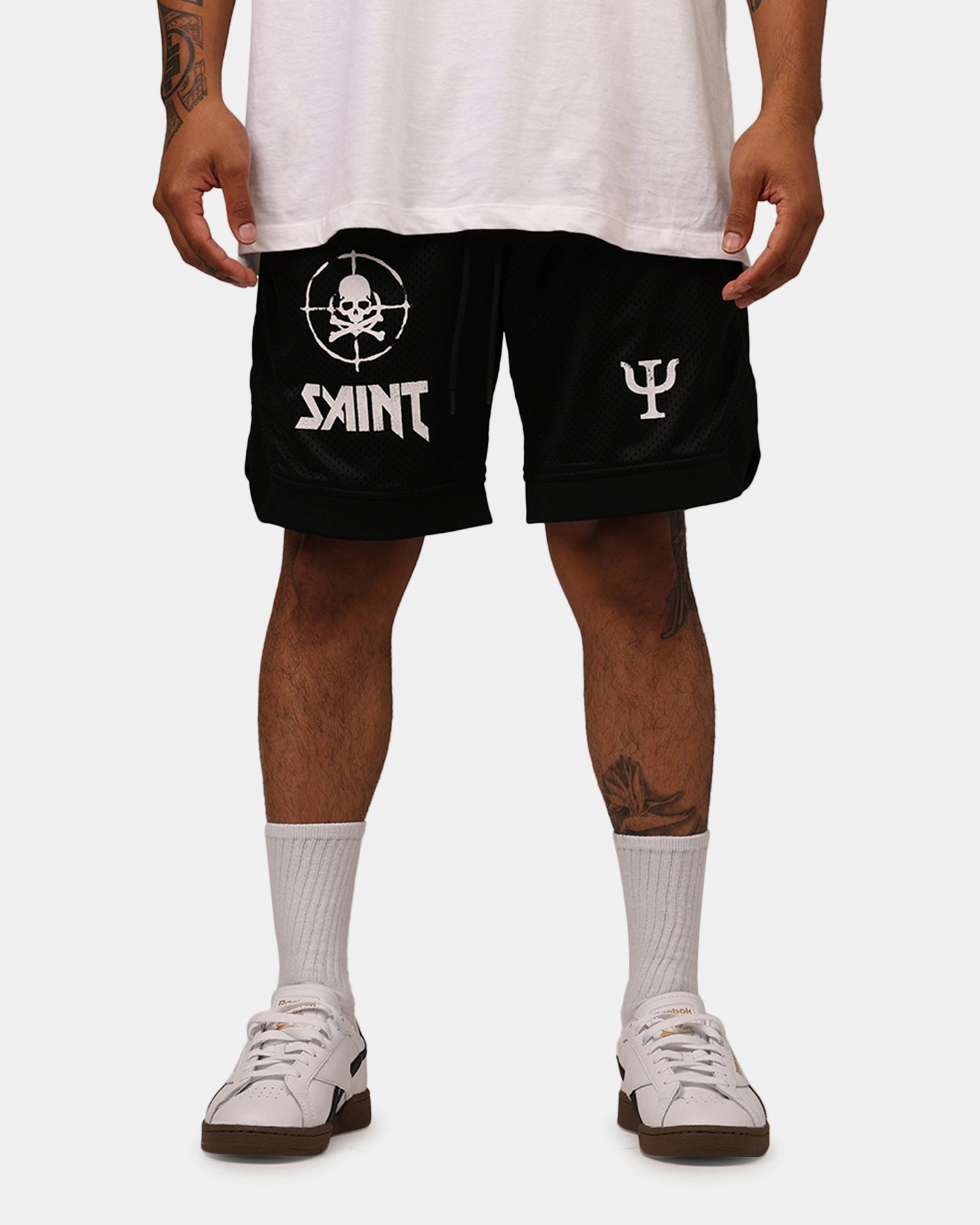 Wool blend Bold Patterns Saint Morta Post Humanous Basketball Short Black/White