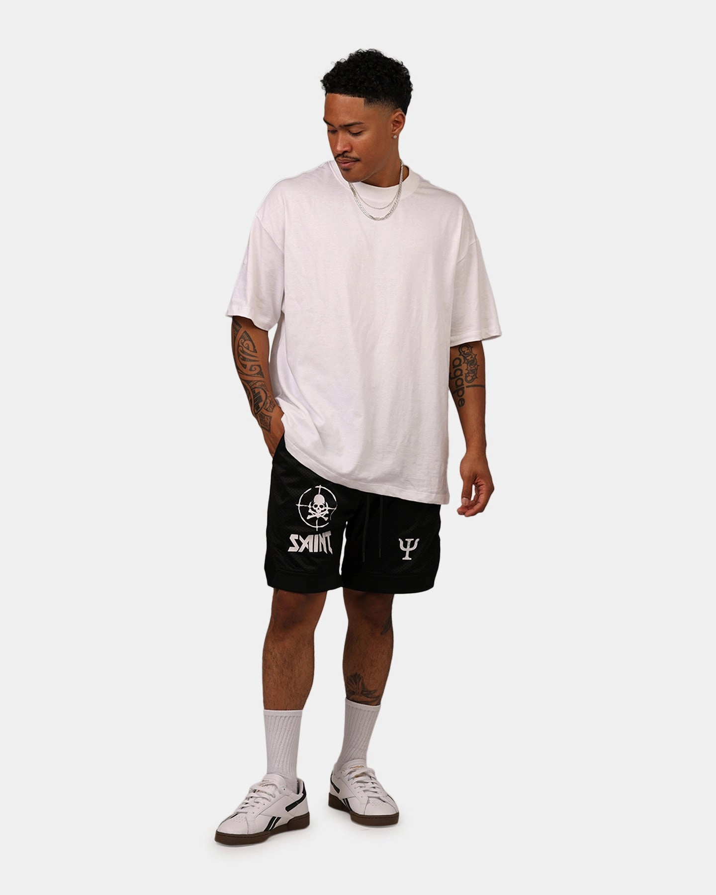 Saint Morta Post Humanous Basketball Short Black/White TaglessLabeling Exclusive Design