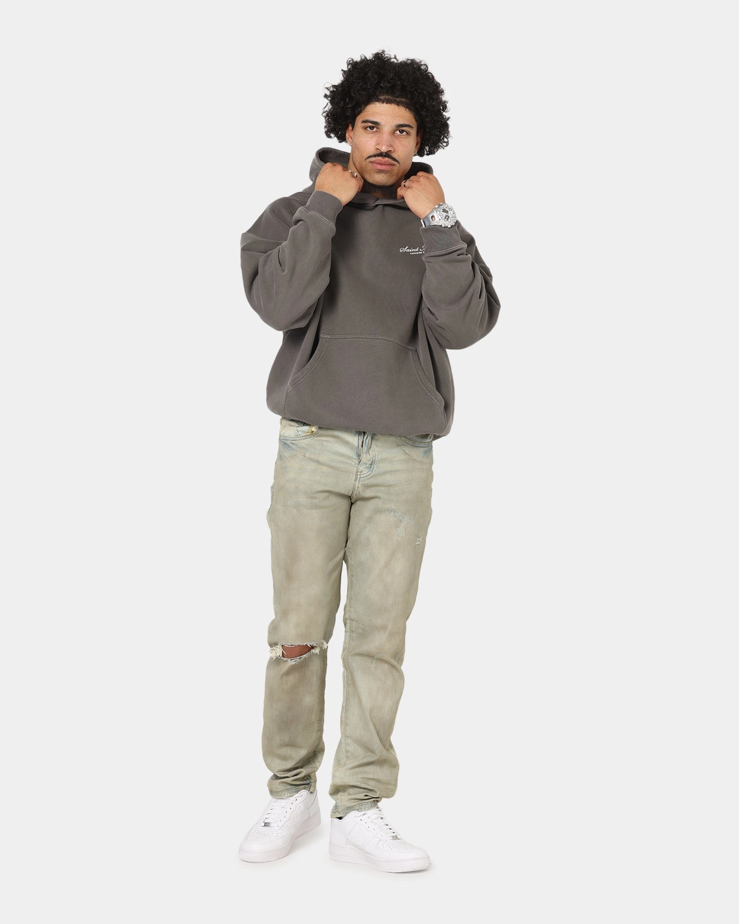 Saint Morta Psykhe Dirty Distressed Jeans Dirty Denim Traveler Gear Nature Lover Night Out Cropped length