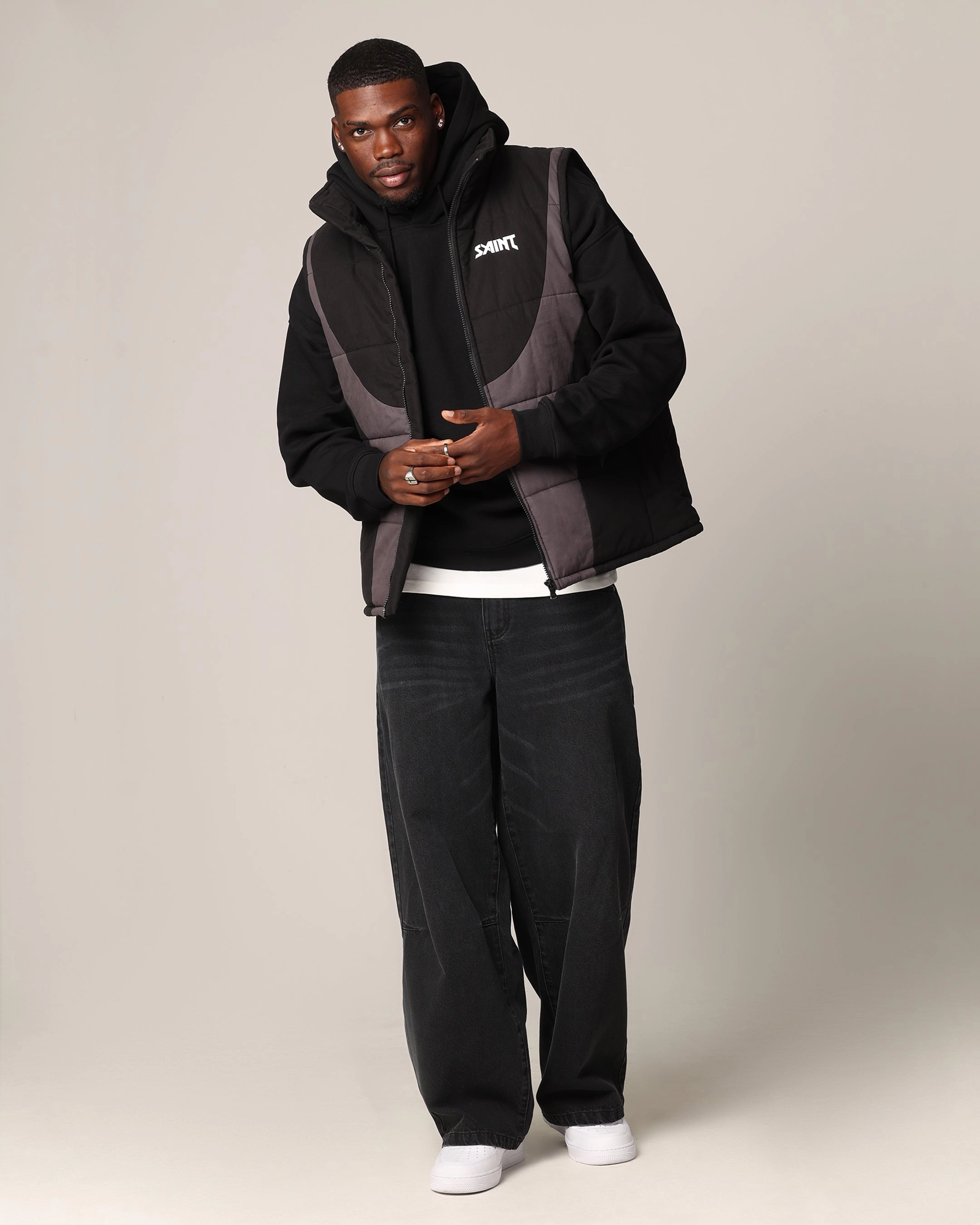 Saint Morta Rage Puffer Vest Black/Grey Recharge Cologne