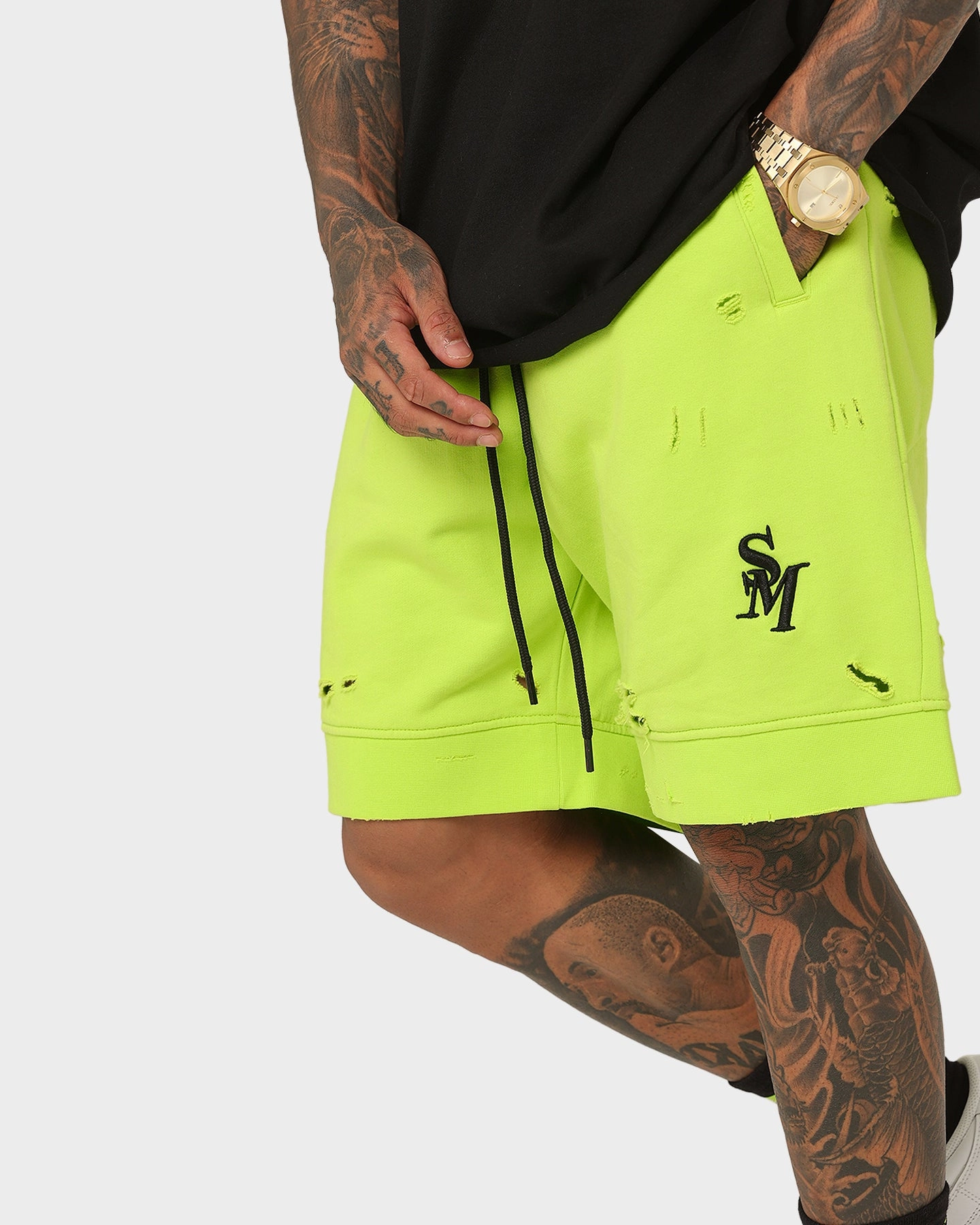 Seamless Edge Design sports accessory Saint Morta Rags Fleece Shorts Neon Green