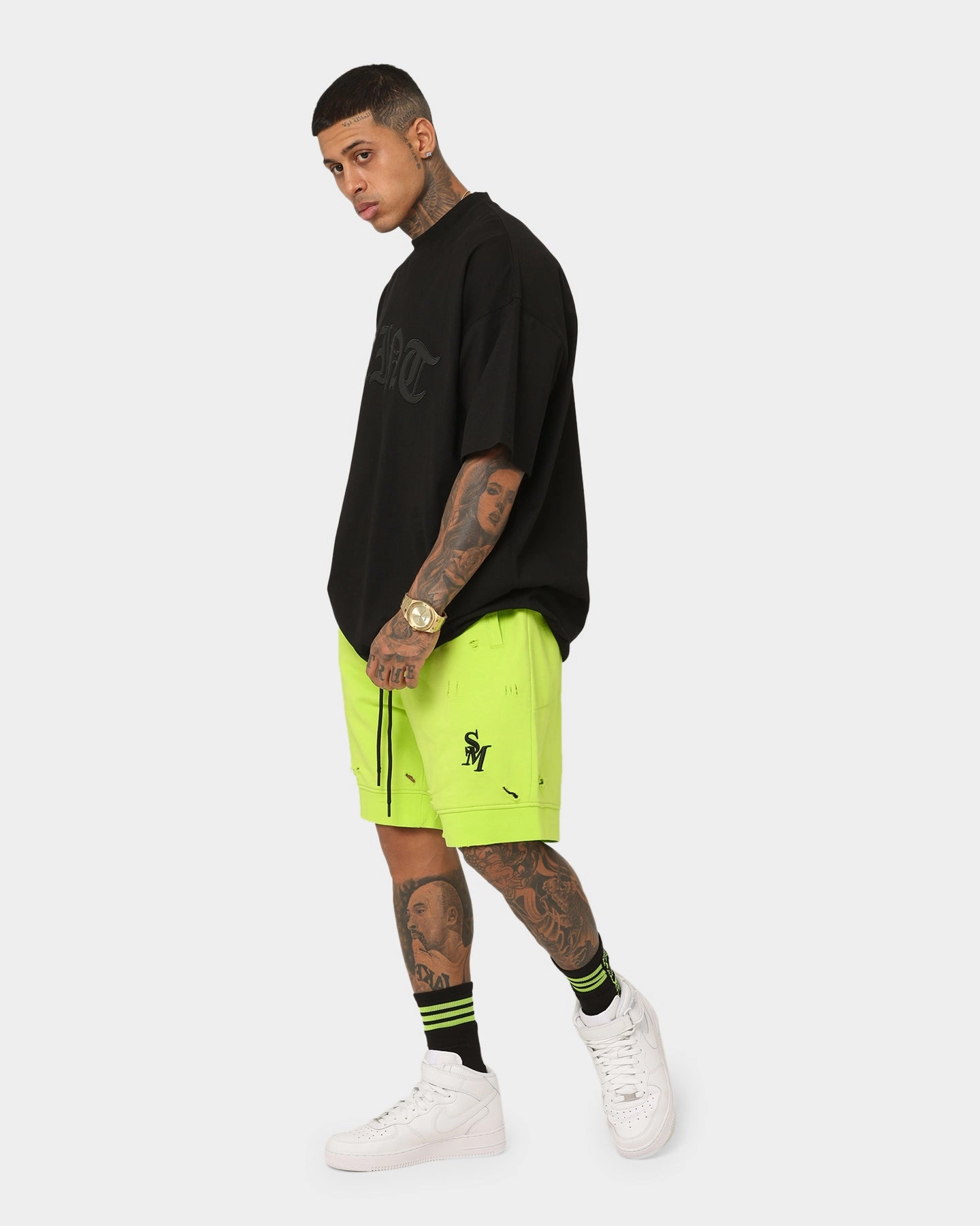 Versatile Fit Saint Morta Rags Fleece Shorts Neon Green