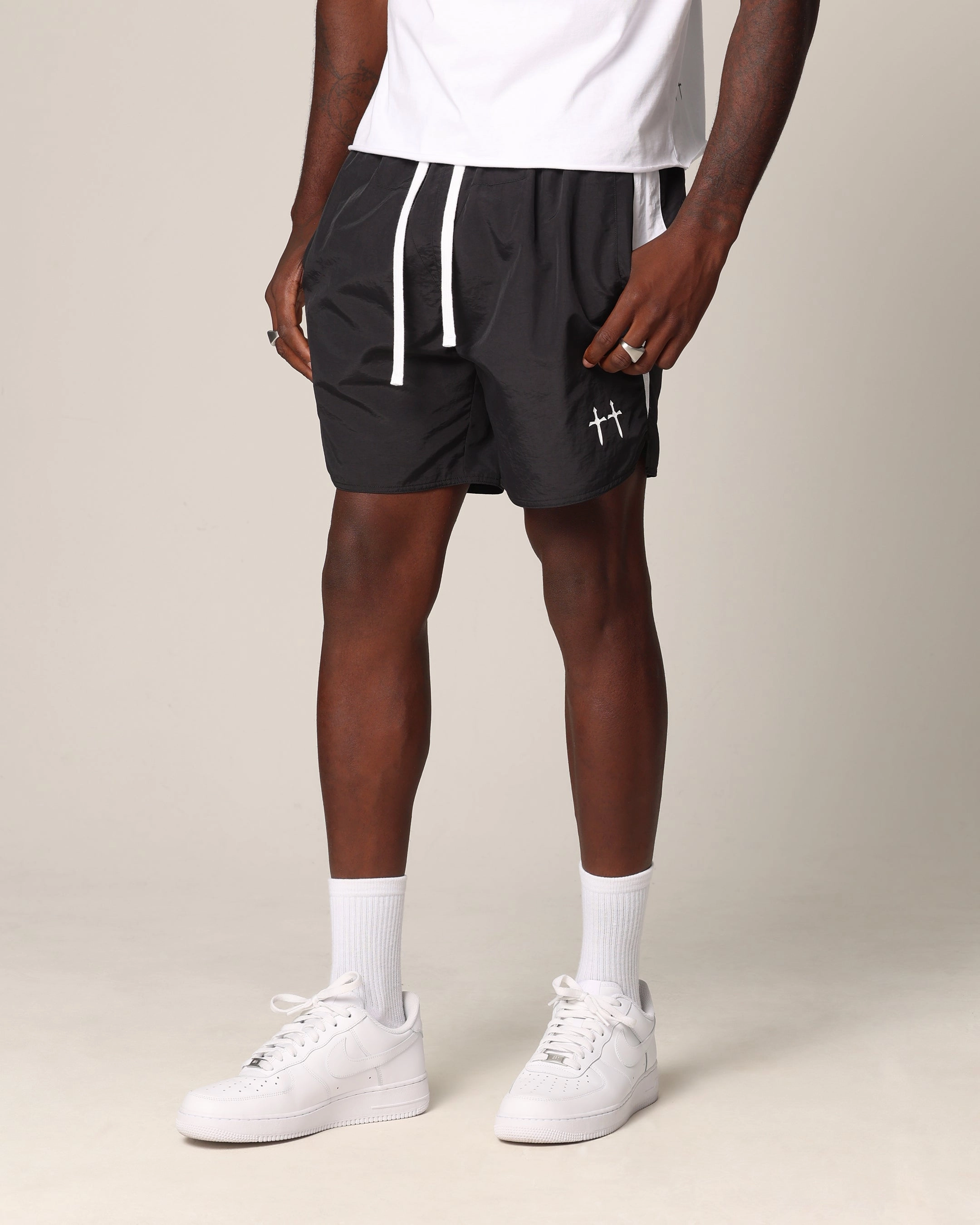 Eco Friendly Material agriculture industry Saint Morta Relic Nylon Shorts Black/White