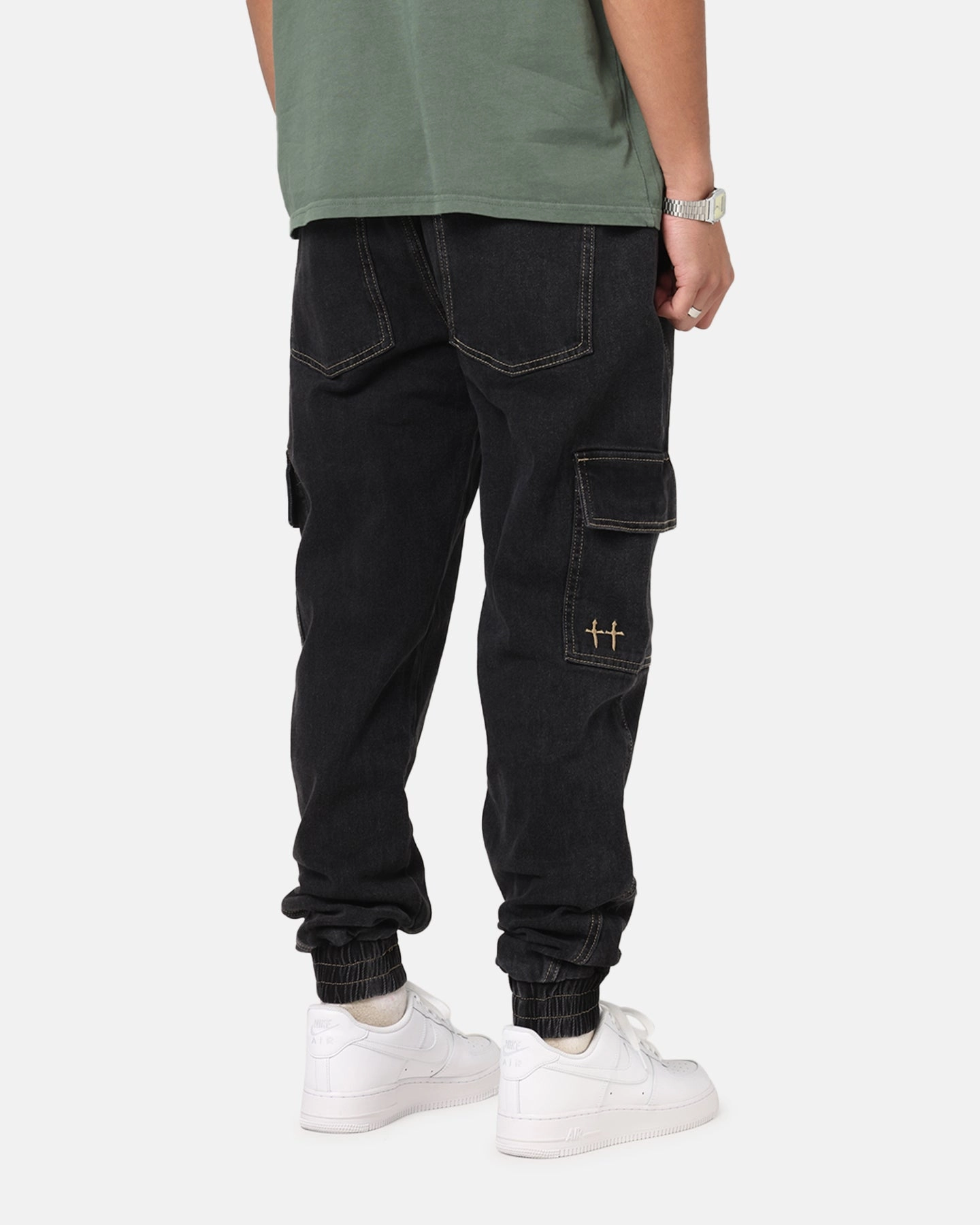 PermeableCloth Chic Wear Saint Morta Rodeo Denim Joggers Black Shadow
