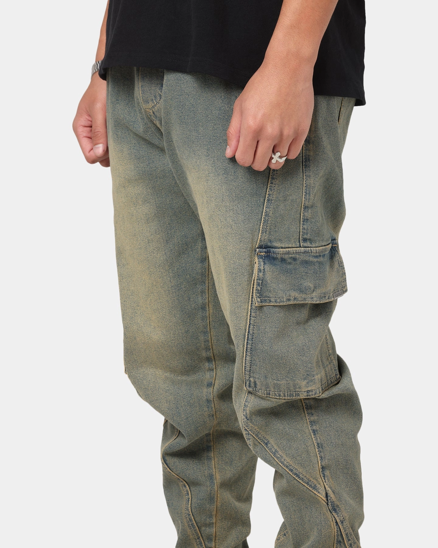 Multipurpose Design Saint Morta Rodeo Denim Joggers Dirty Blue