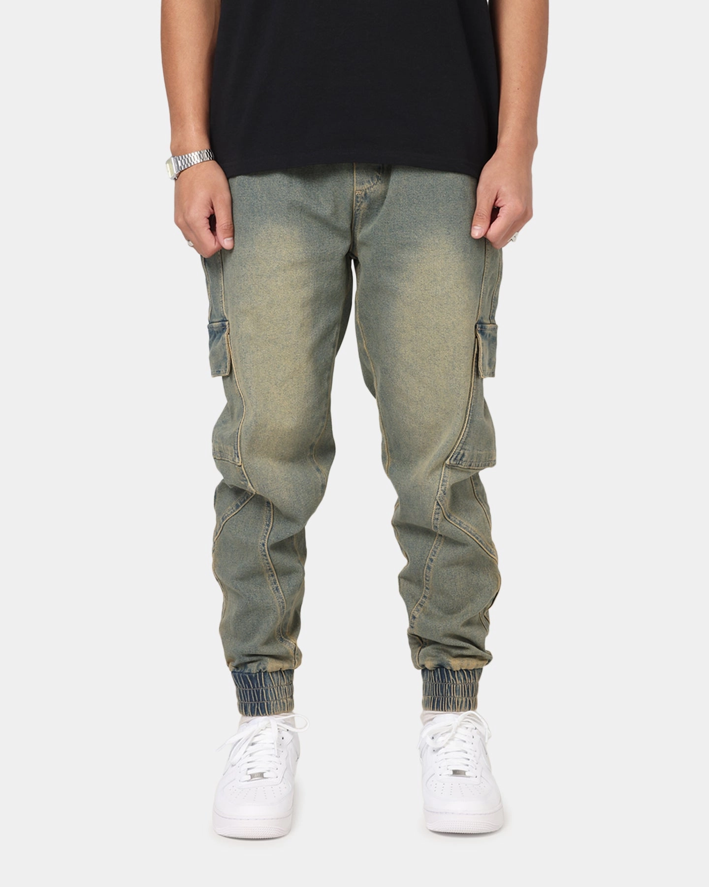 Denim finish Sporty Look Saint Morta Rodeo Denim Joggers Dirty Blue
