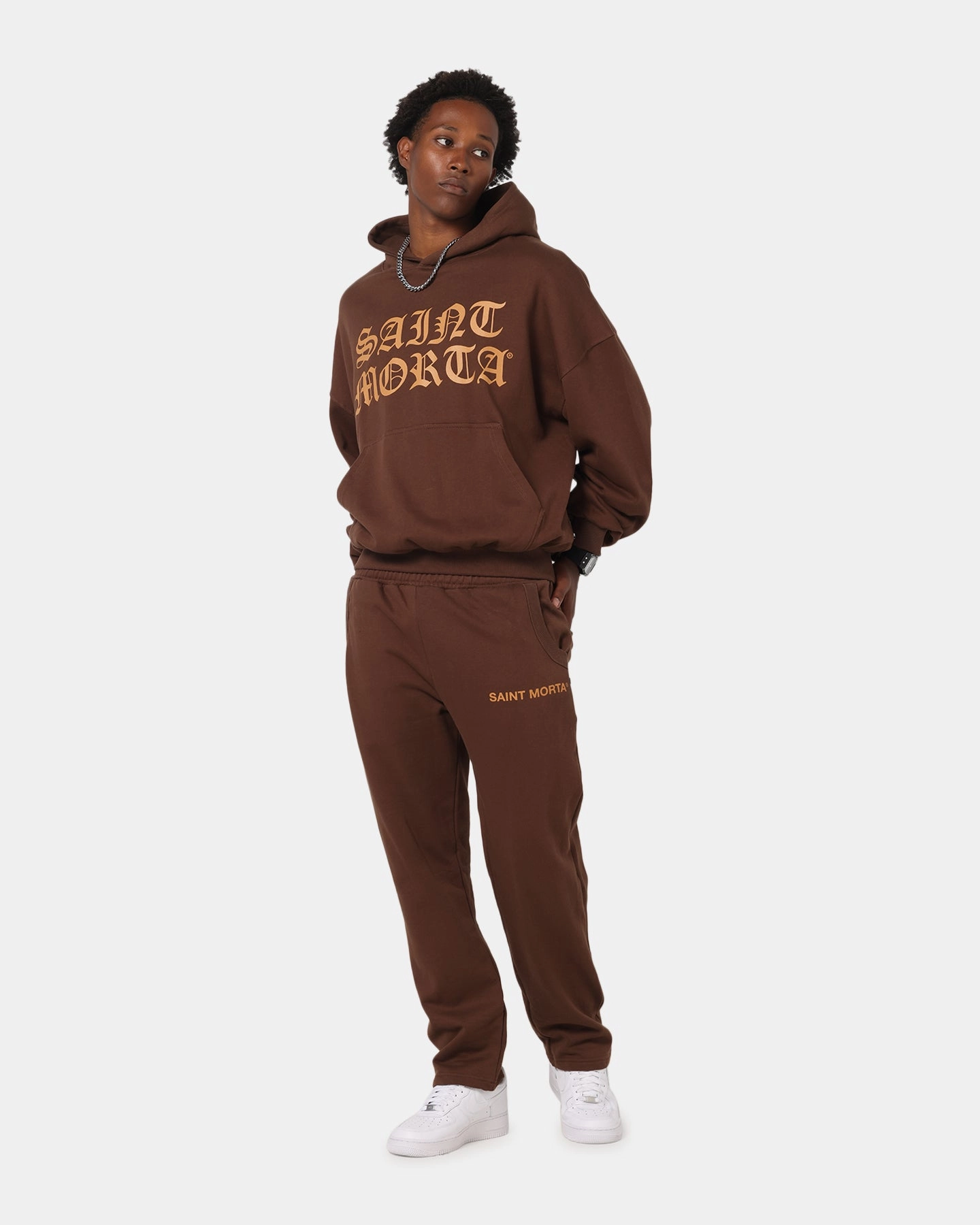 Trendy Comfort Saint Morta Sacred Script Track Pants Brown