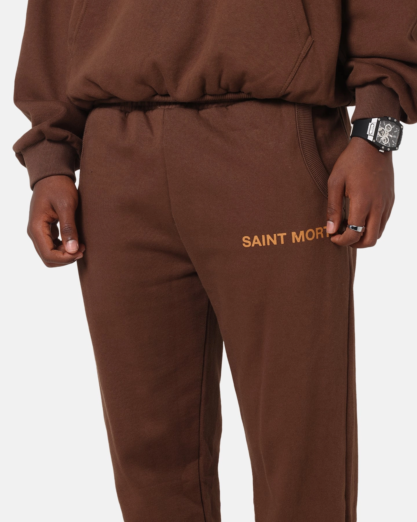 AdjustableDrawstring Saint Morta Sacred Script Track Pants Brown