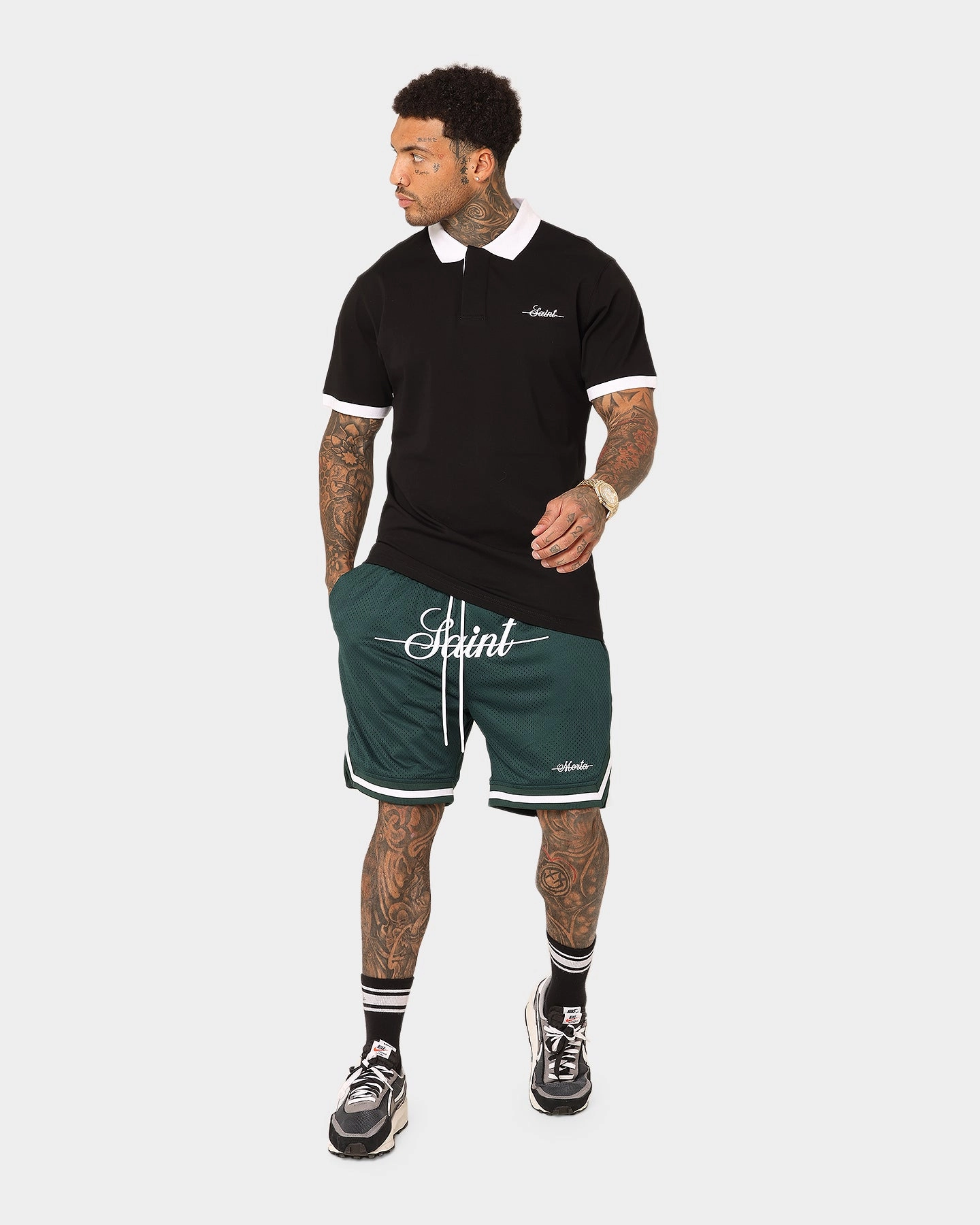 Saint Morta Saviour Mesh Basketball Shorts Stadium Green light feel Patchwork Design