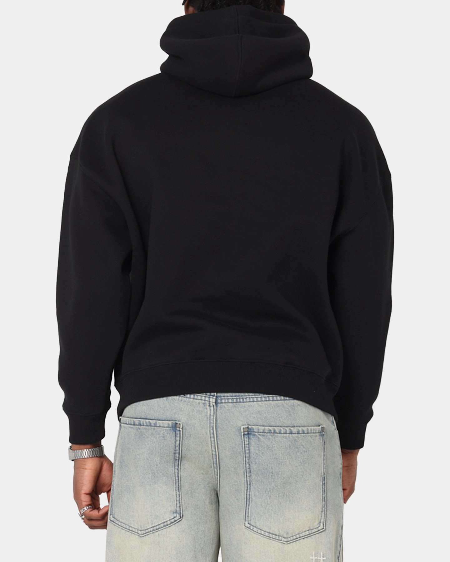 Saint Morta Scripture Boxy Hoodie Black Fashion Comfort Hiking Appropriate