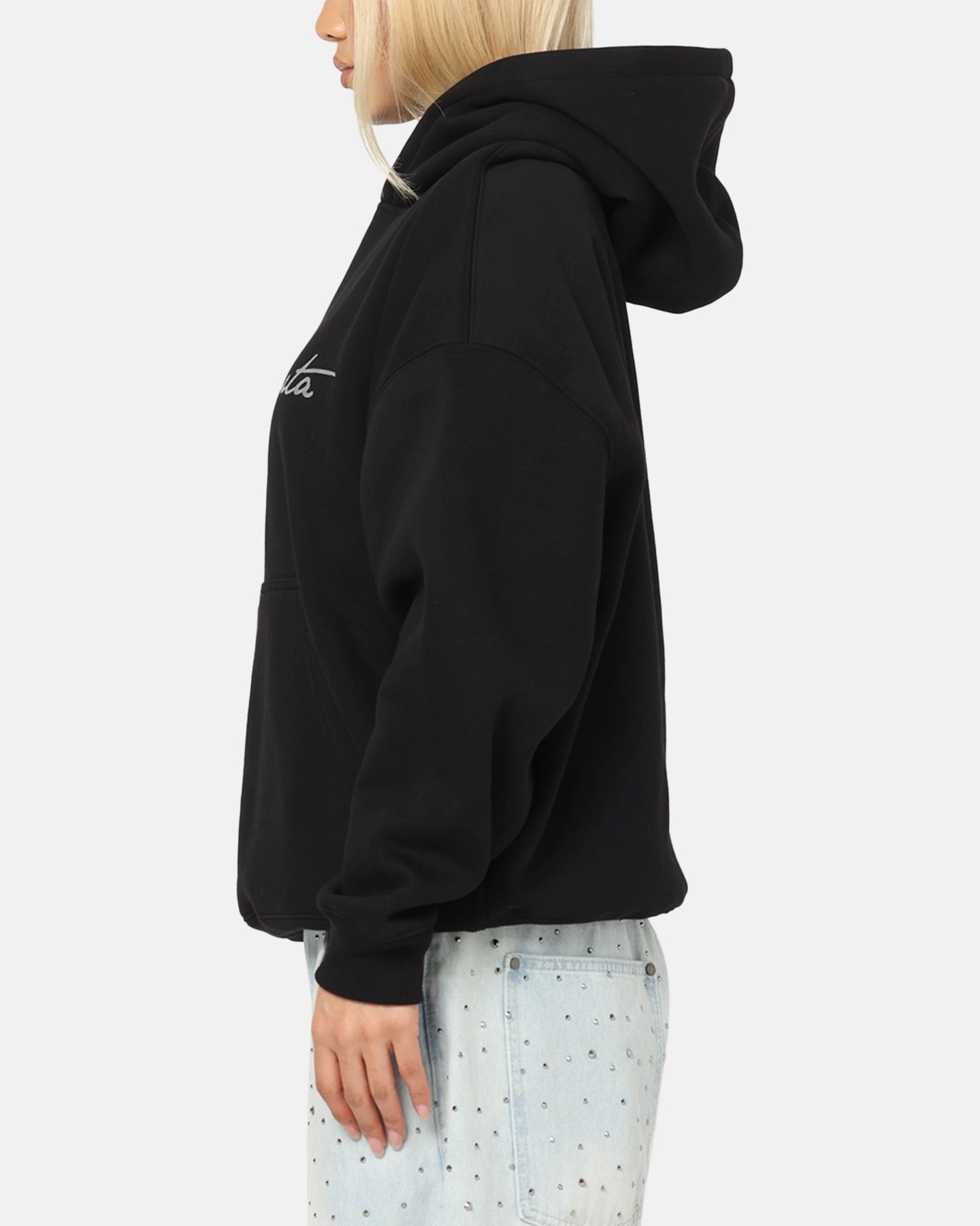 Formal Casual Saint Morta Scripture Boxy Hoodie Black