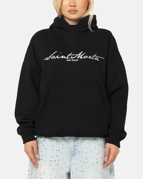 Saint Morta Scripture Boxy Hoodie Black Classic Fit