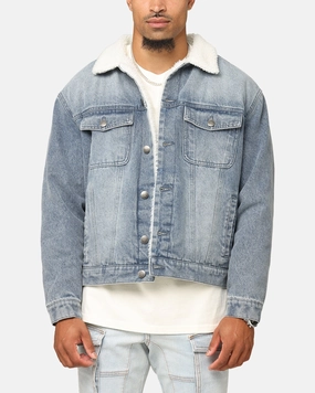 Trail Use Saint Morta Sherpa Boxy Denim Jacket Dirty Denim