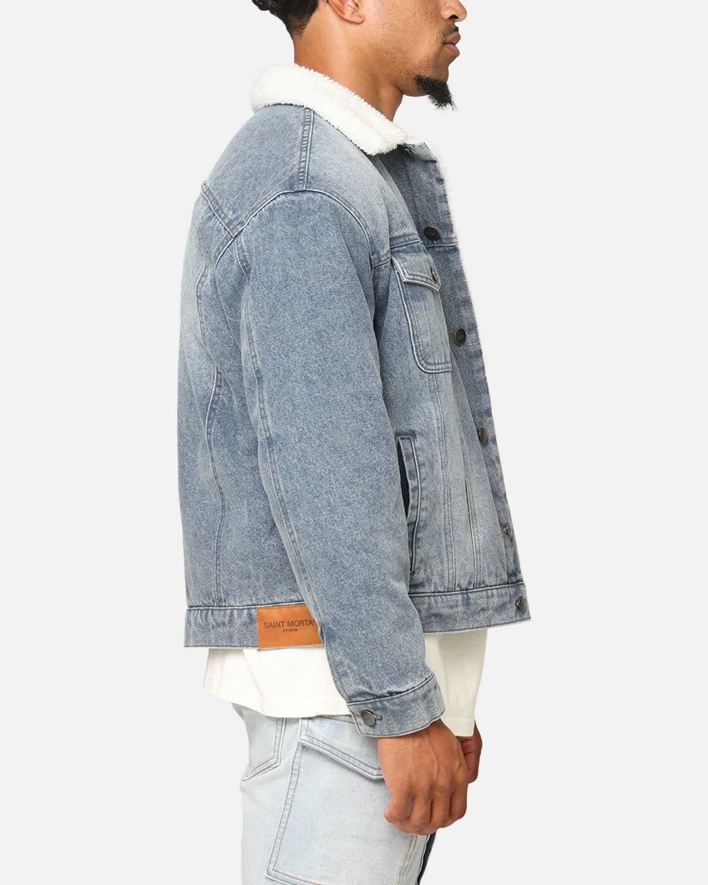 Hyperguard Water Resistance Saint Morta Sherpa Boxy Denim Jacket Dirty Denim