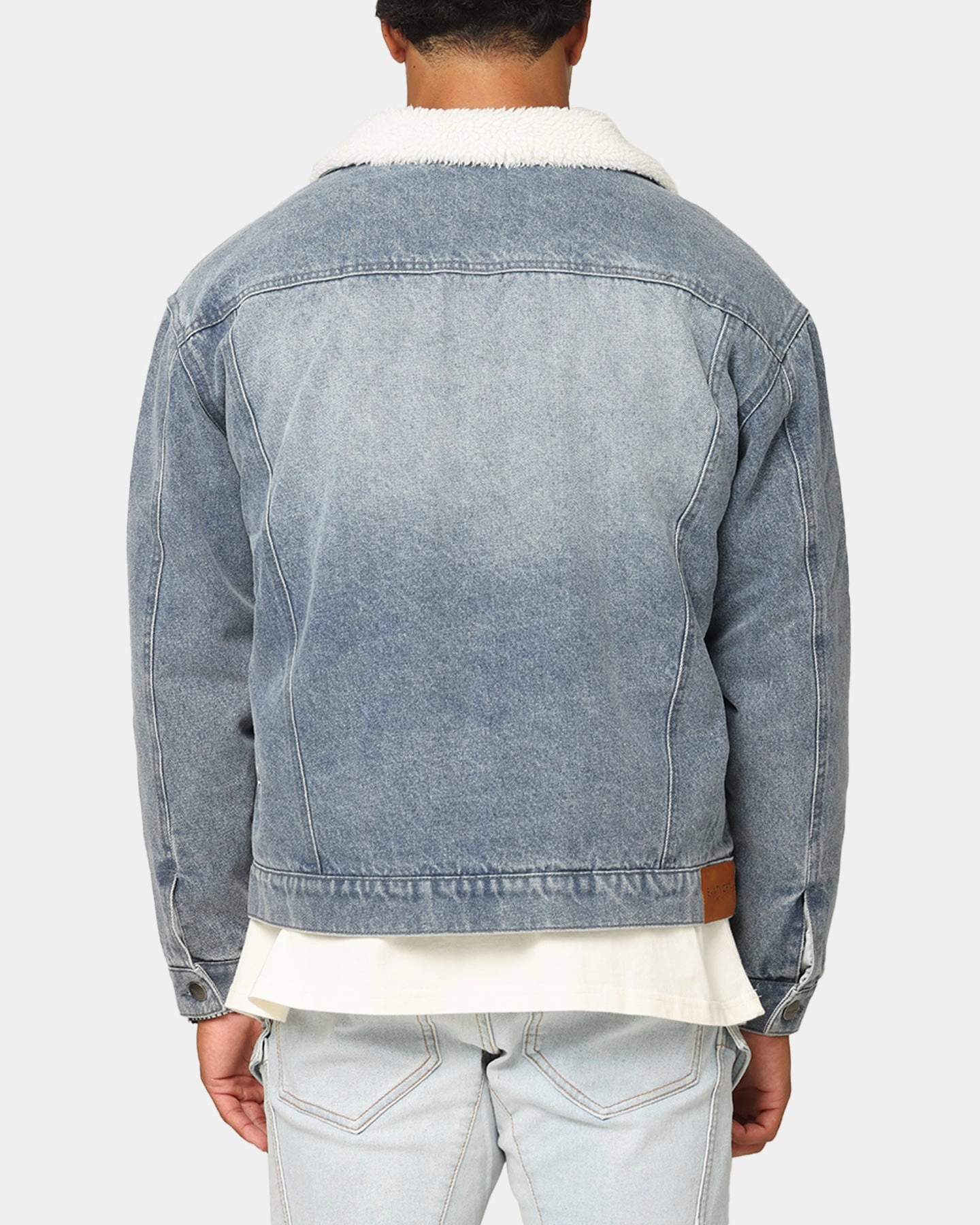 Saint Morta Sherpa Boxy Denim Jacket Dirty Denim Nail-clipper