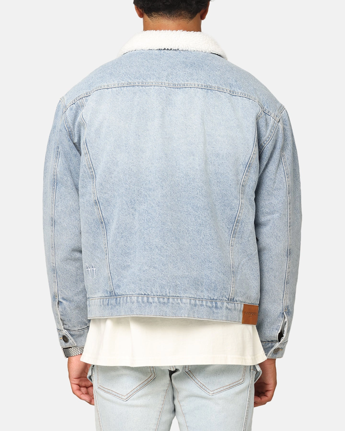 Saint Morta Sherpa Boxy Denim Jacket Superwash Blue Bow-tie
