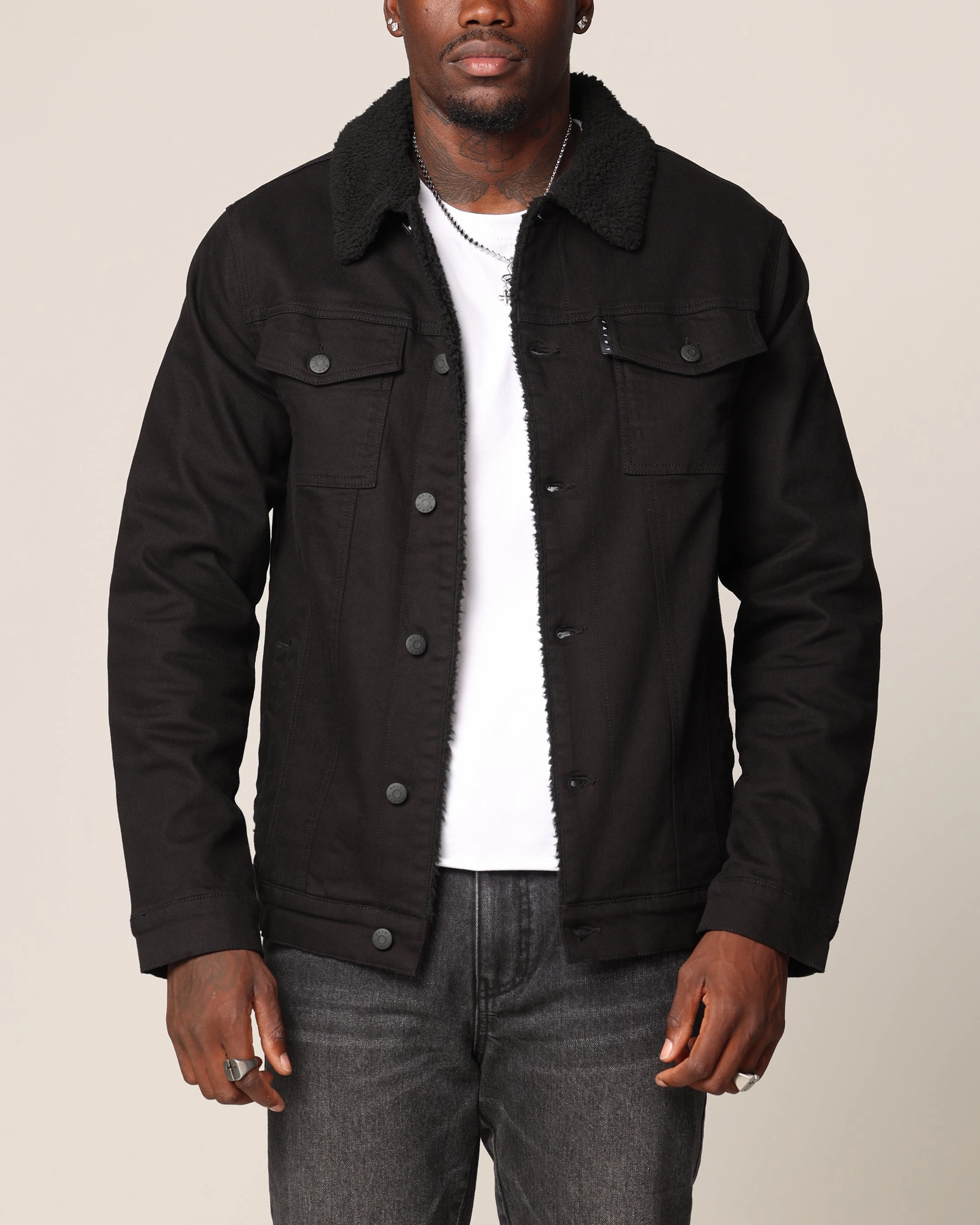 Option Saint Morta Sherpa Denim Jacket Black/Black
