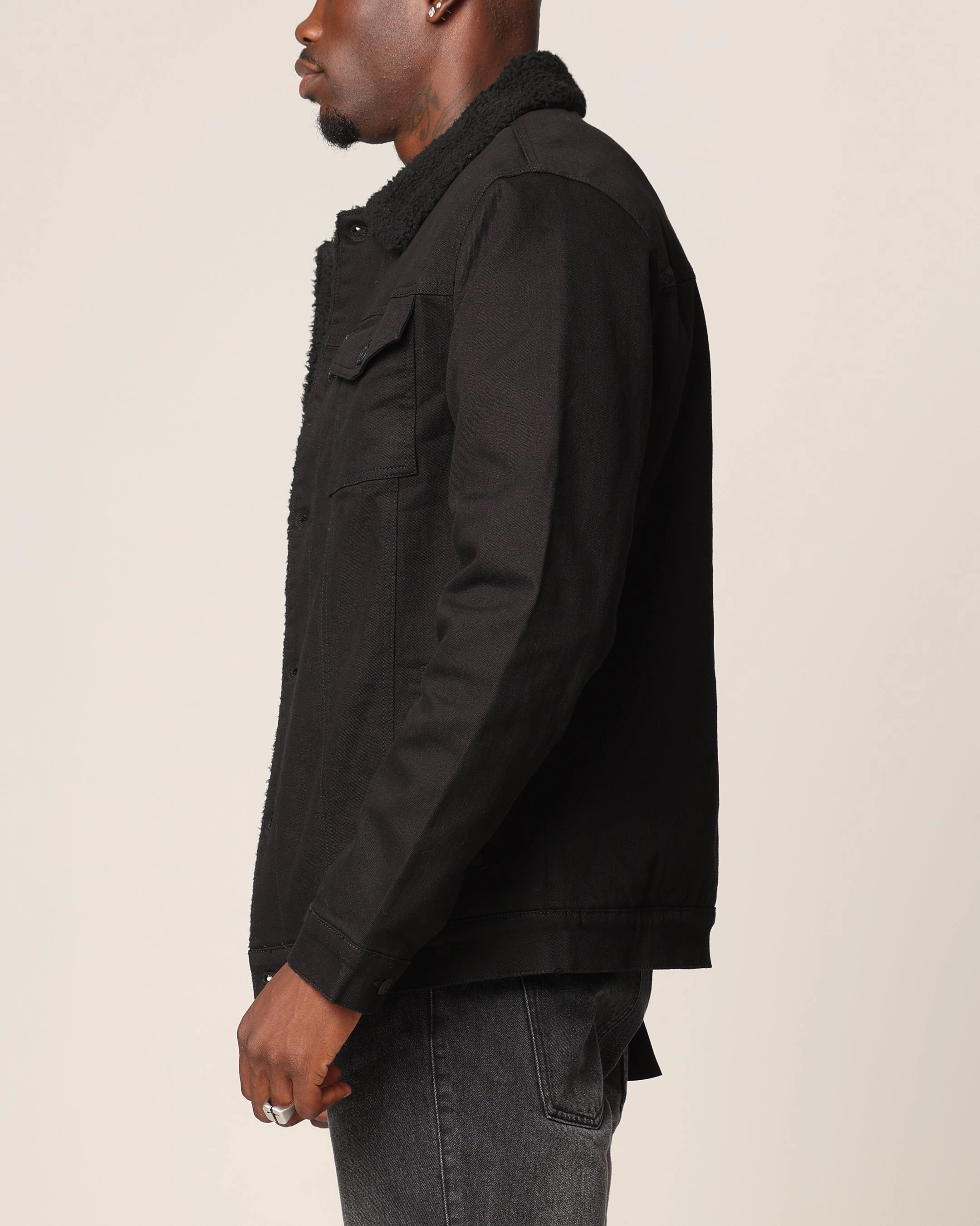 Saint Morta Sherpa Denim Jacket Black/Black Journal