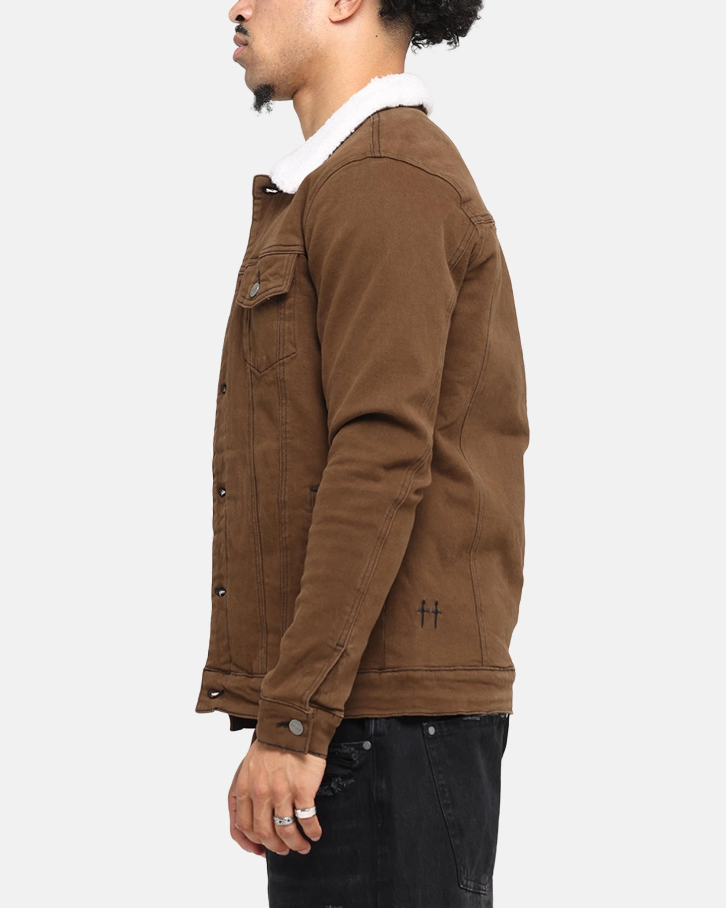 Saint Morta Sherpa Denim Jacket Vintage Brown Bow-tie