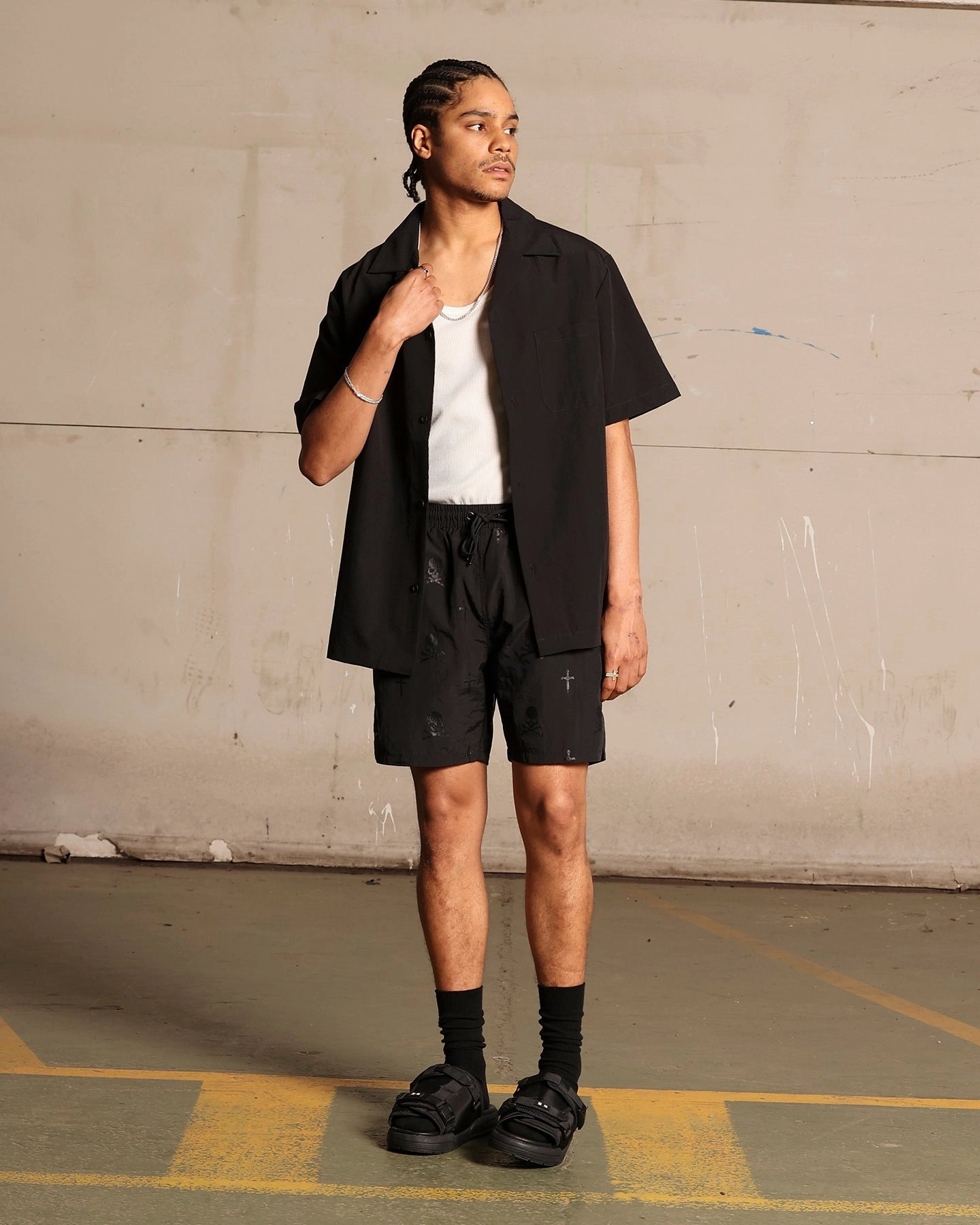 All Season Saint Morta Skull And Bones Beach Shorts Black