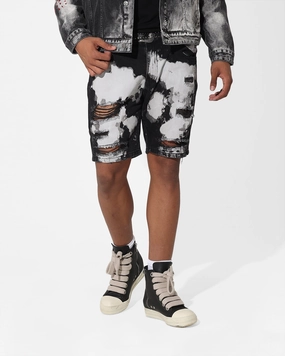Saint Morta Splat Destroyer Denim Shorts Black/Grey Smart Look