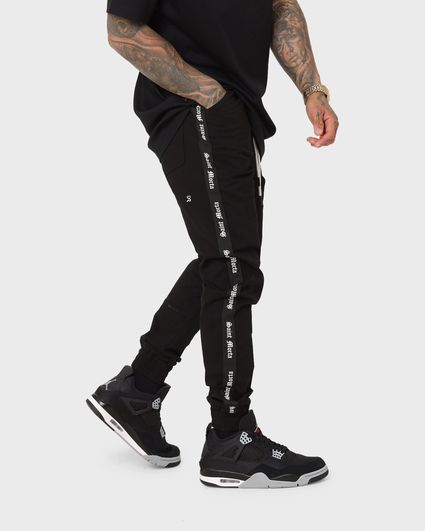 Soft Touch Material Smooth zipper closure Saint Morta Sport X Joggers Black