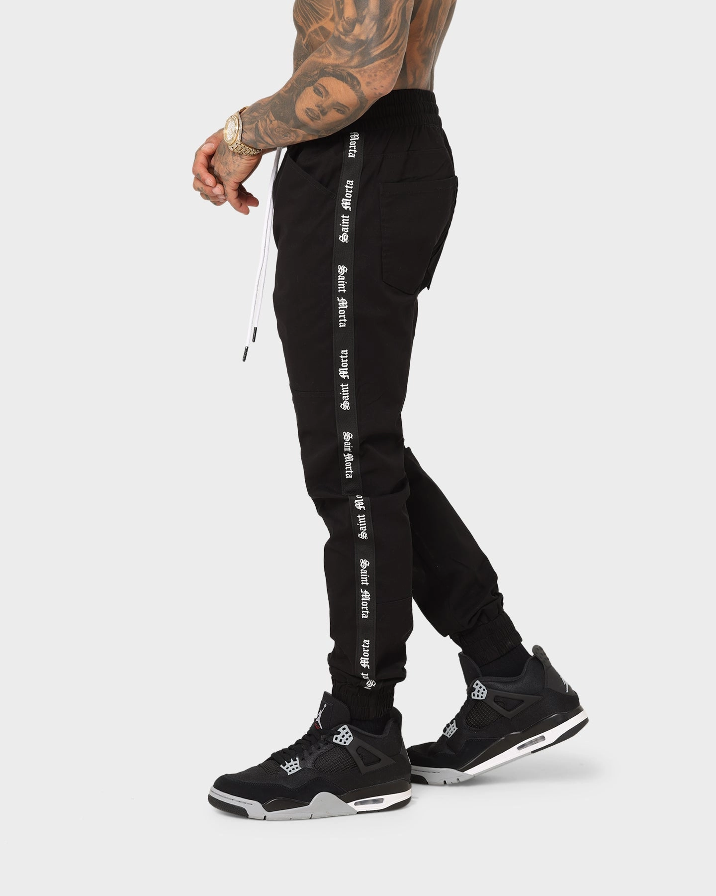 Saint Morta Sport X Joggers Black Tagless Design Twill Weave Texture