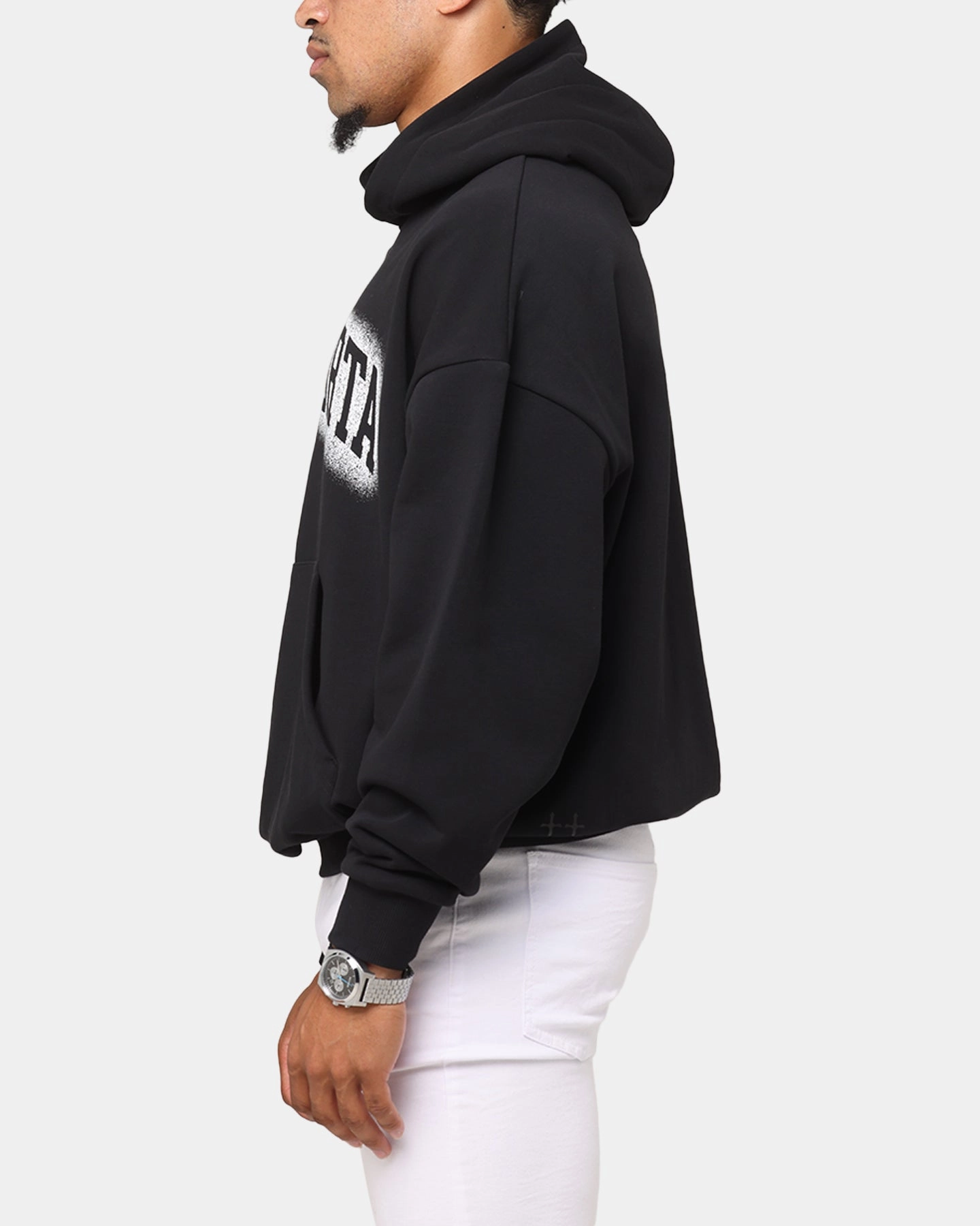 Saint Morta Spray Logo Boxy Hoodie Black Listen