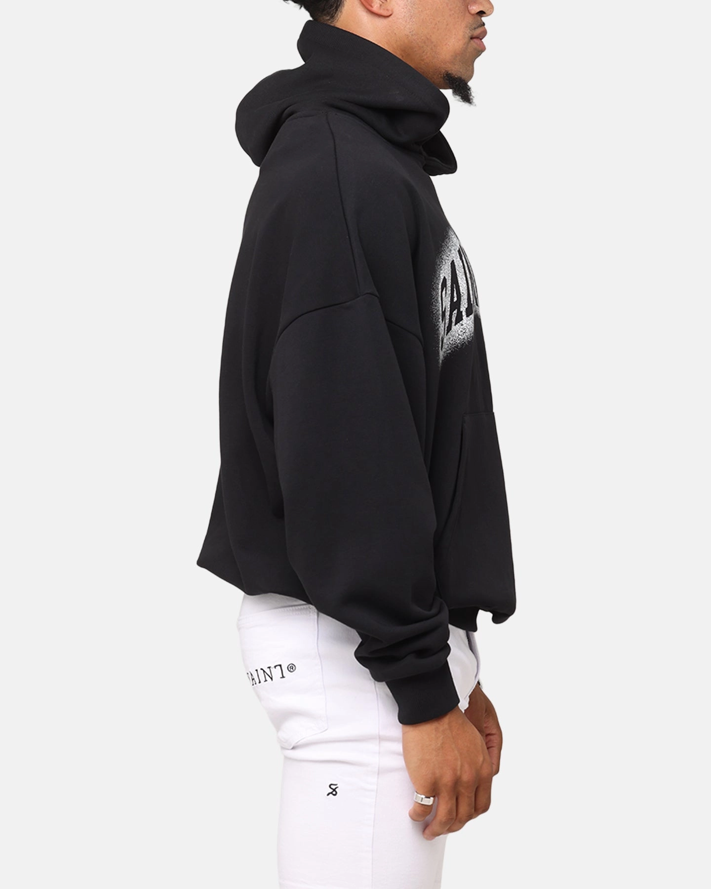 Saint Morta Spray Logo Boxy Hoodie Black Ergonomic Design