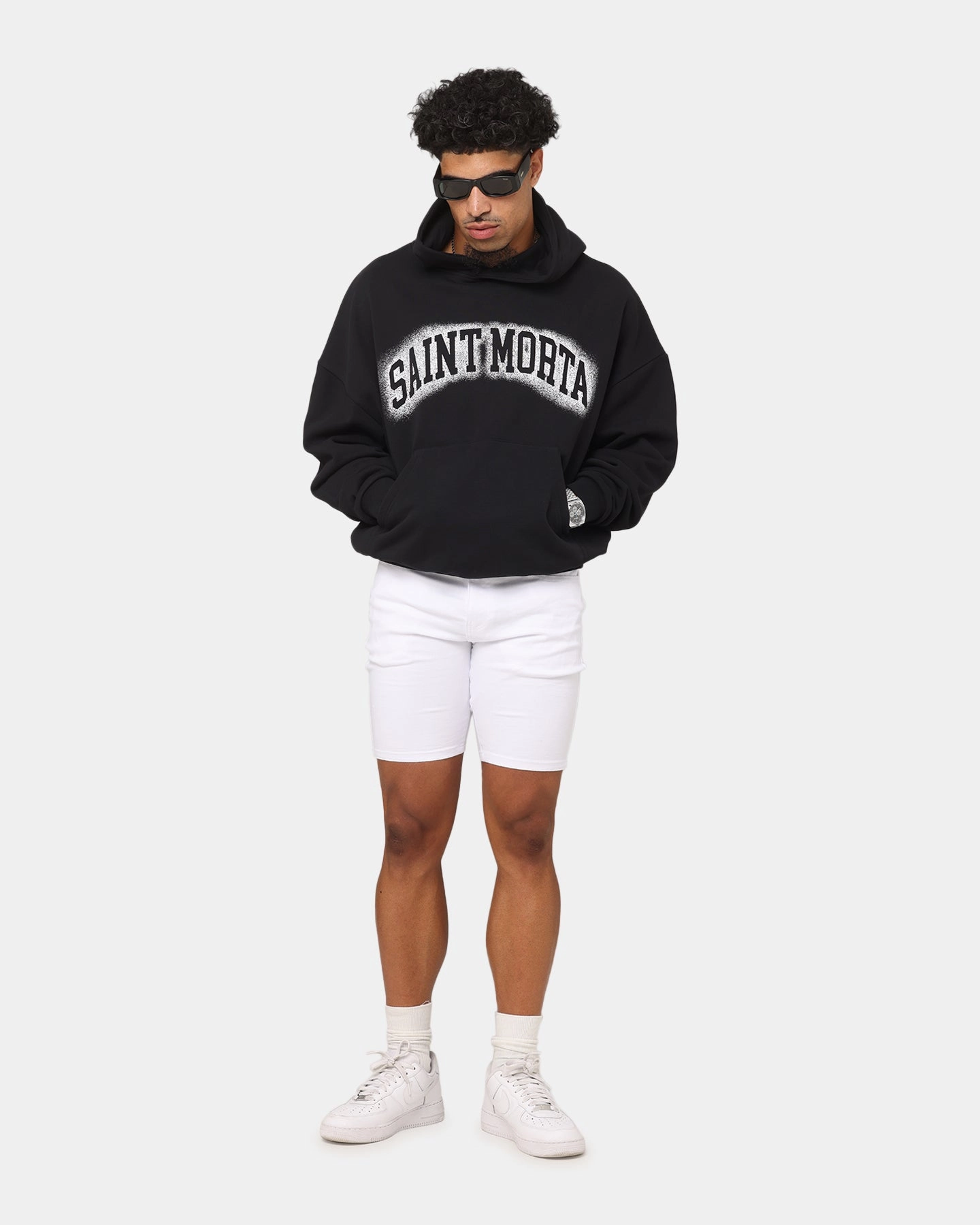 Saint Morta Spray Logo Boxy Hoodie Black adults'