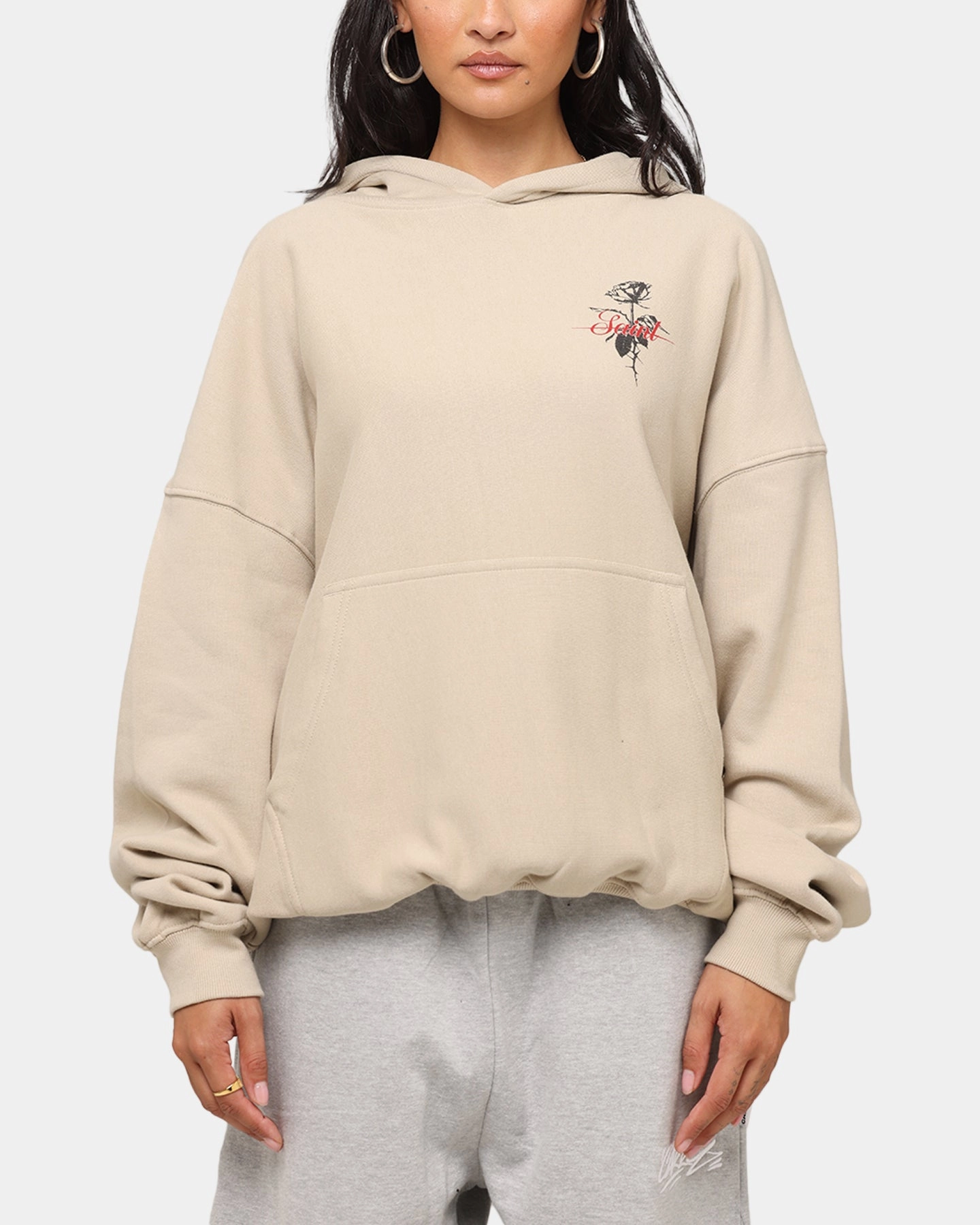 Saint Morta St Valentines Boxy Hoodie Stone humid Compression Packed Design