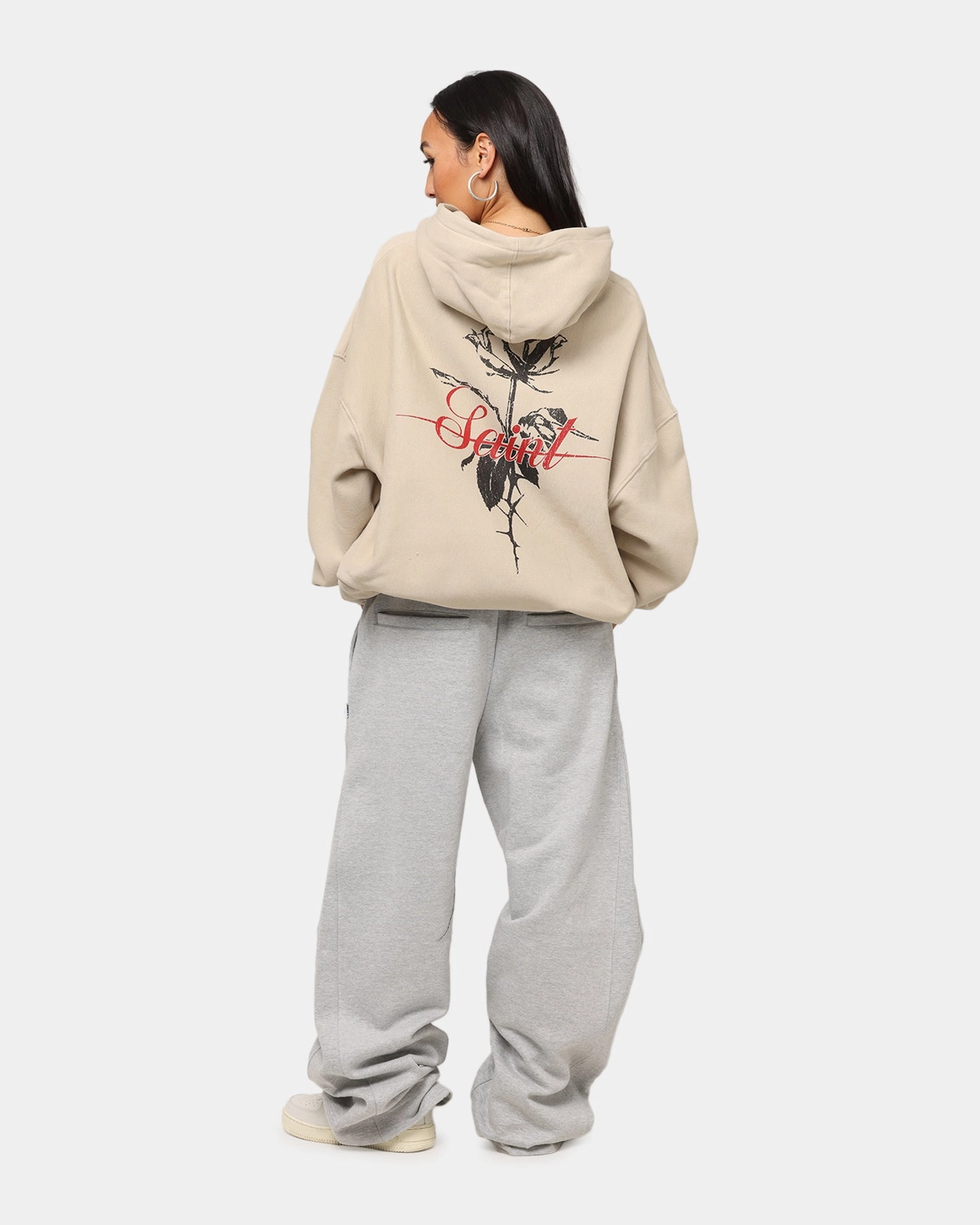 Flexible Shoulder Panels Street Edge Saint Morta St Valentines Boxy Hoodie Stone