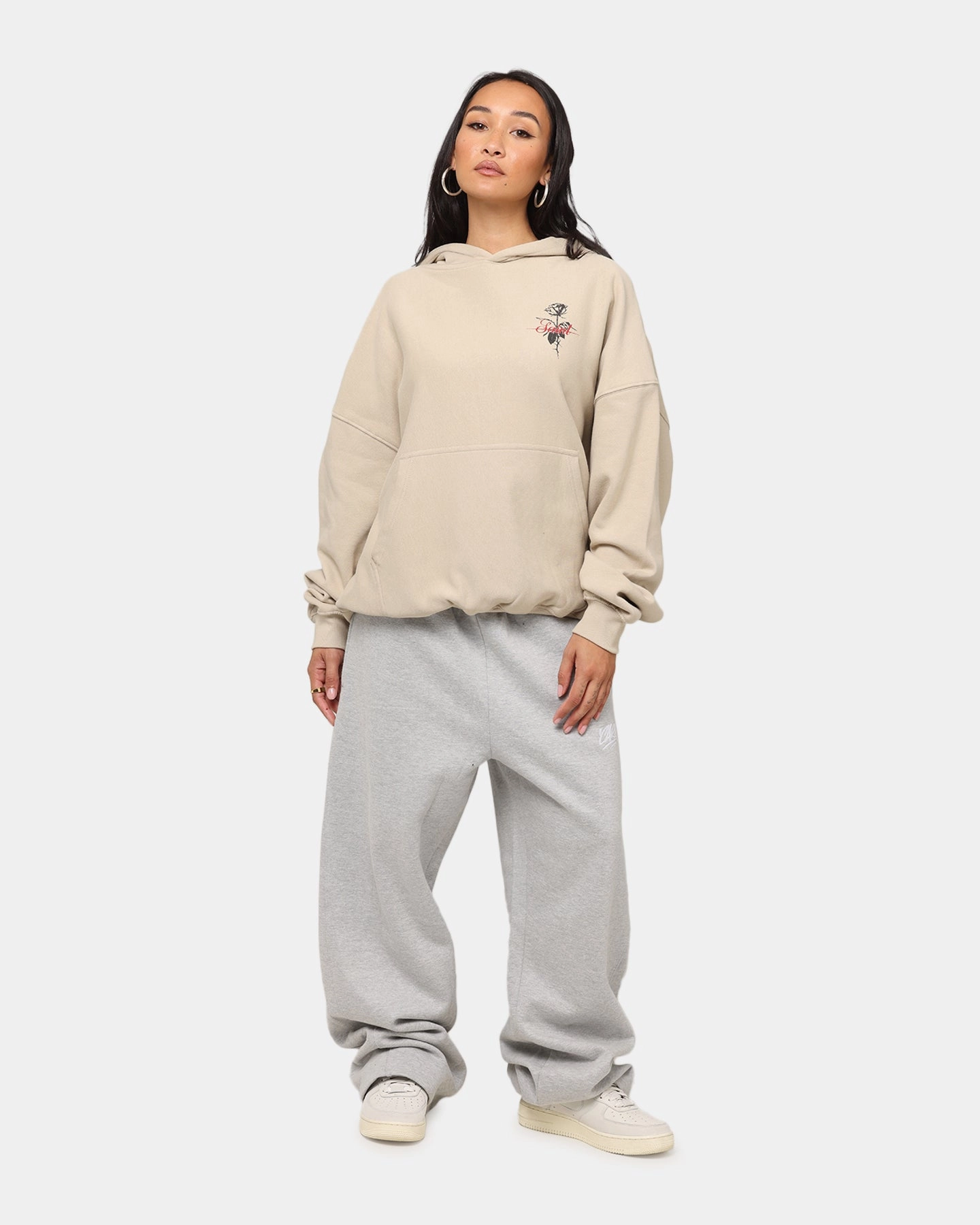 Planner Knee Length Saint Morta St Valentines Boxy Hoodie Stone