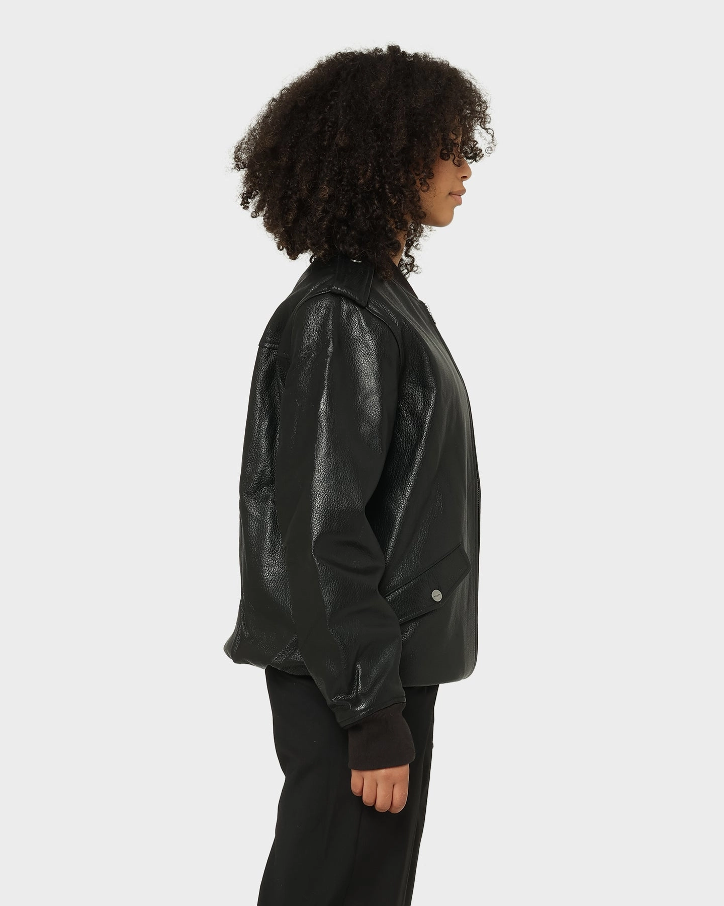 Saint Morta Staten Leather Bomber Jacket Black motorcycle