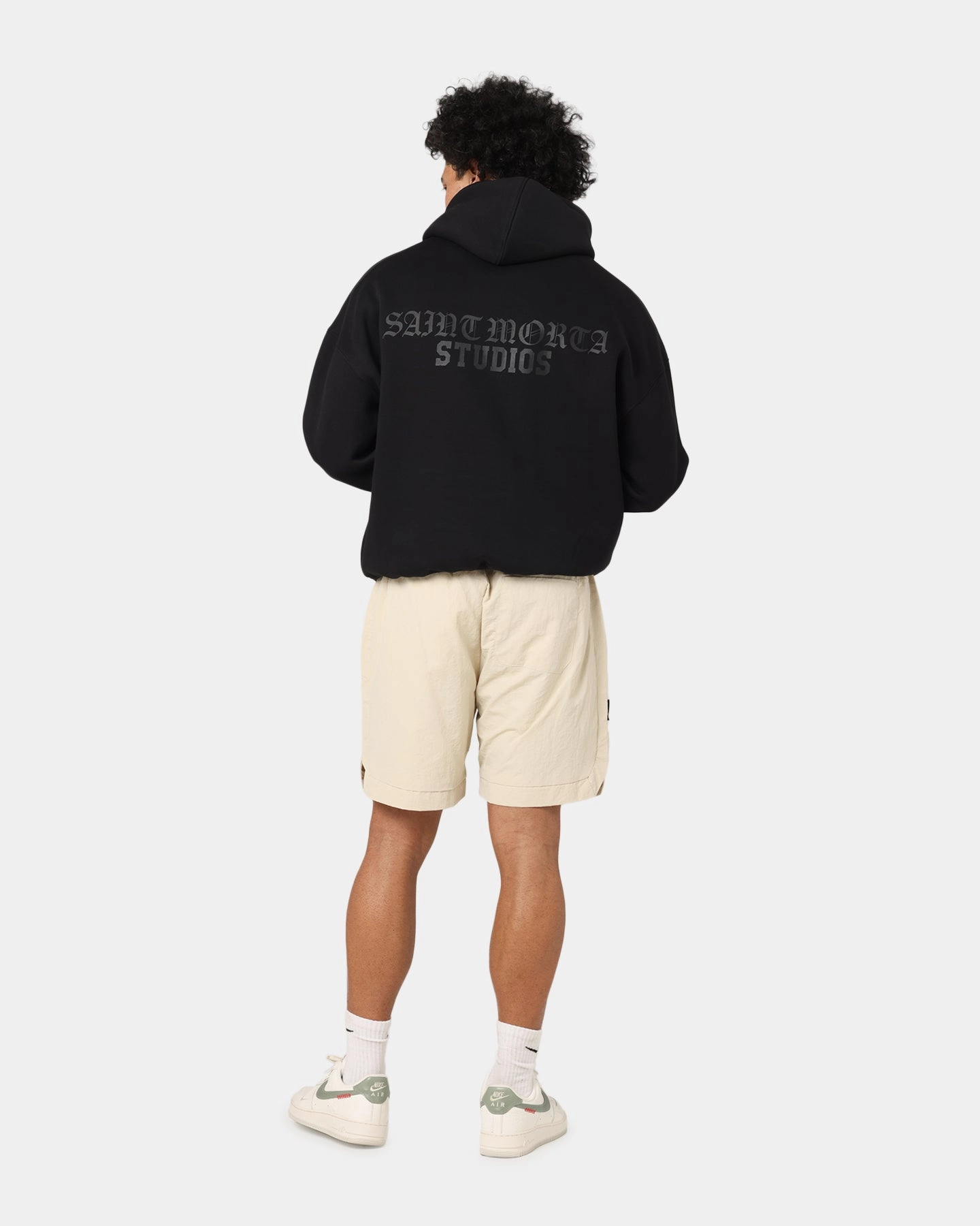 Saint Morta Studios Boxy Hoodie Black Camping wear